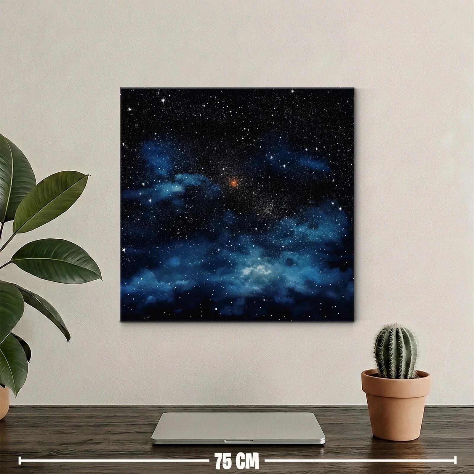 Cuadro de cielo estrellado con nebulosas azules y destellos blancos — miniatura 2