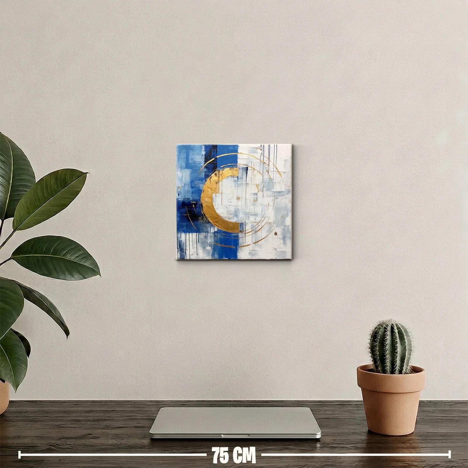 Cuadro abstracto en azul y dorado para decoración moderna — miniatura 2