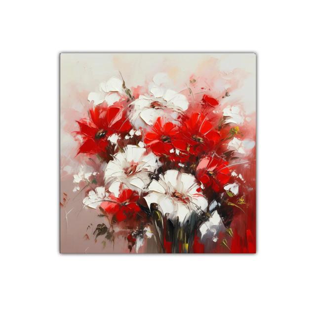 Flores vibrantes en rojo y blanco con fondo suave