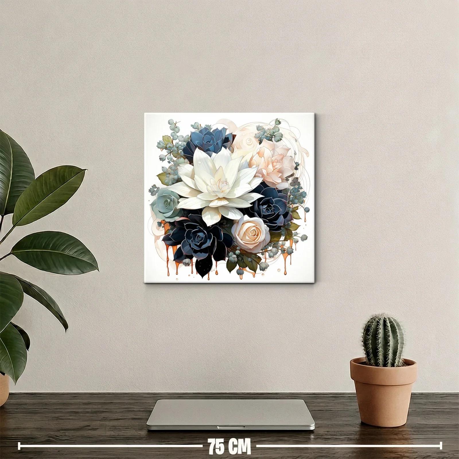 Elegante ramo de flores en tonos neutros y azules — miniatura 2