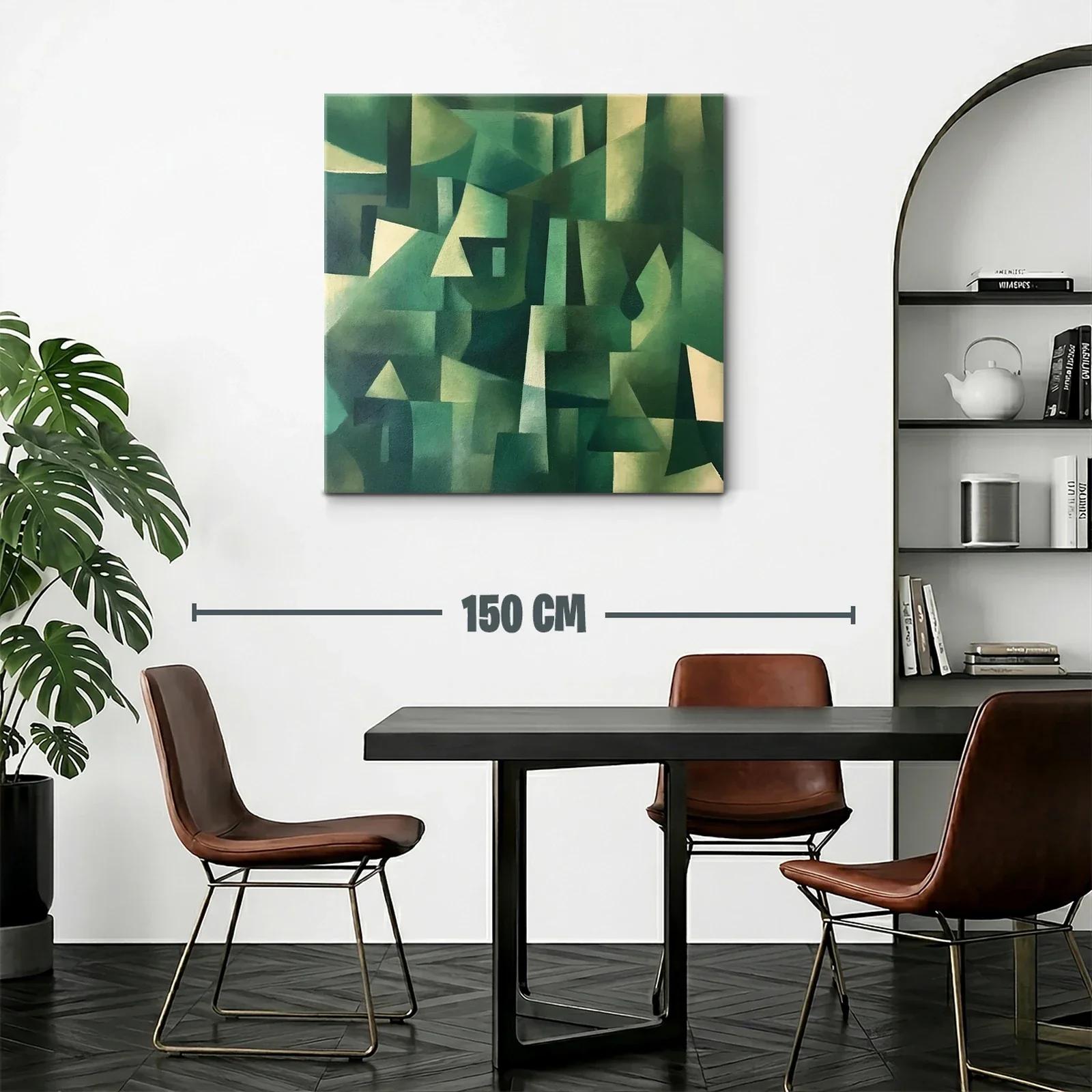 Composición abstracta con tonos verdes y formas geométricas — miniatura 2
