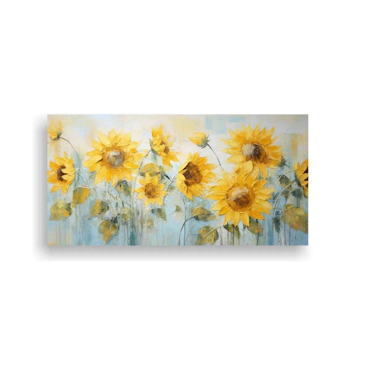 Cuadro girasoles en tonos suaves y etéreos