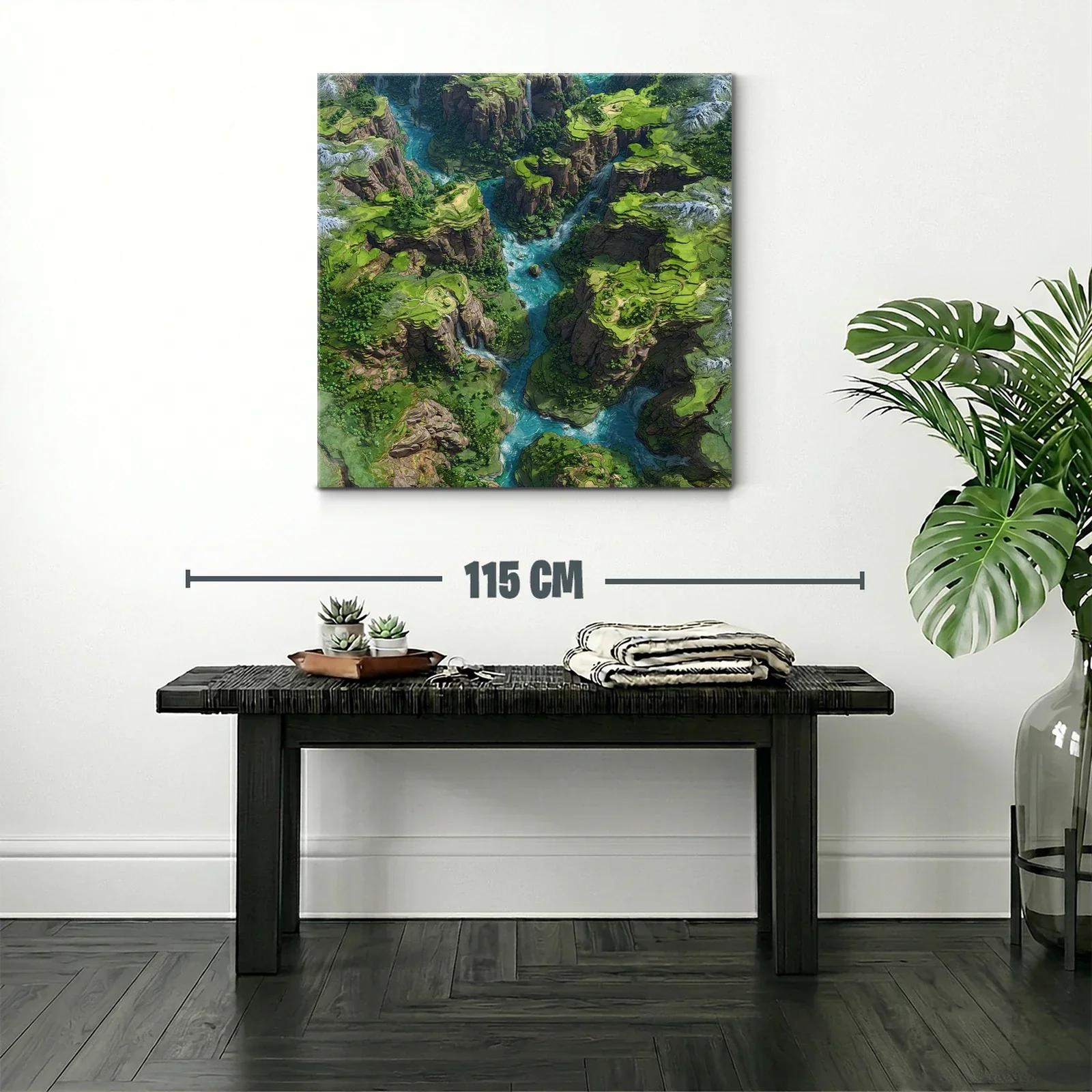 Cañón verde con río azul serpenteante y acantilados rocosos — miniatura 2
