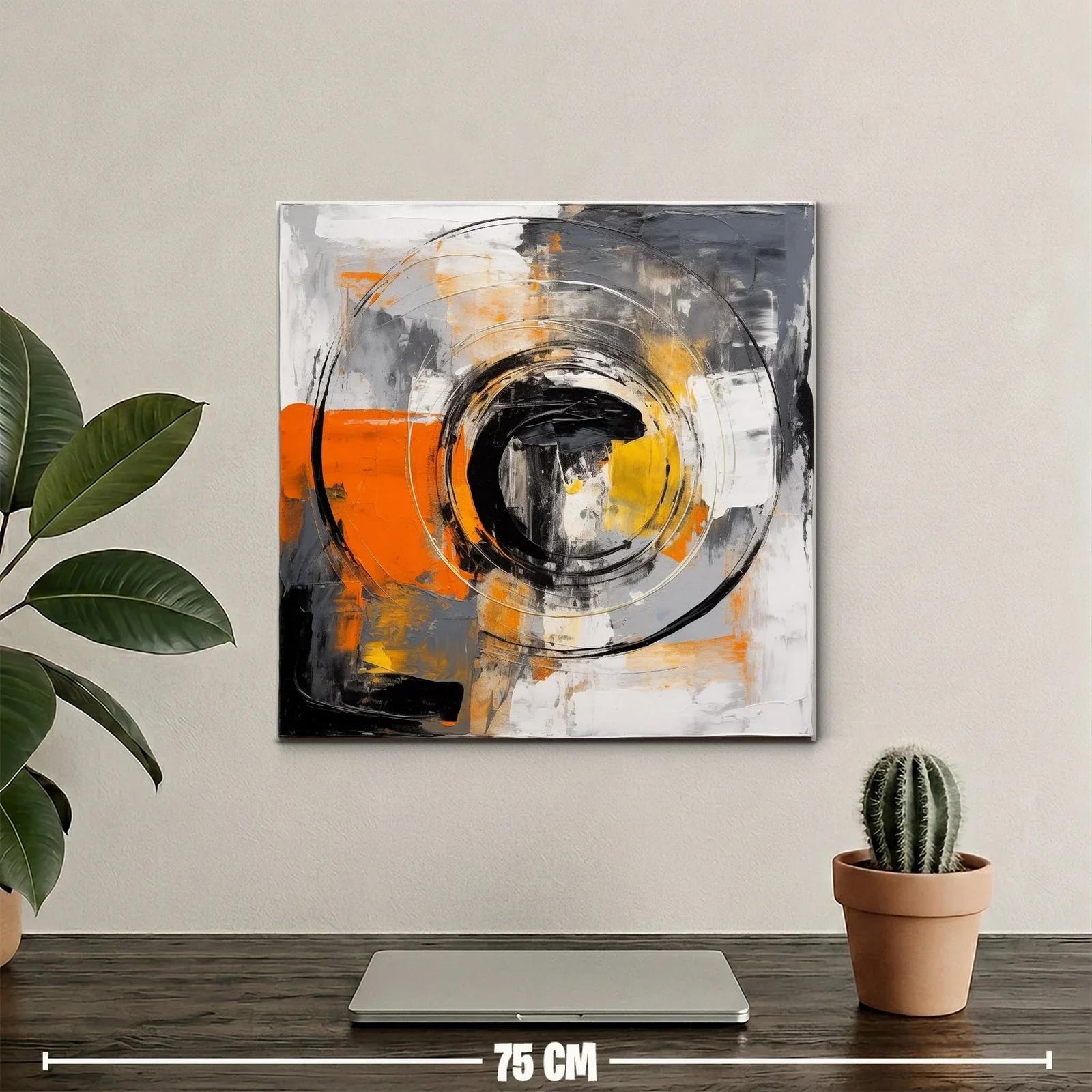 Cuadro abstracto con círculos y tonos cálidos vibrantes — miniatura 2