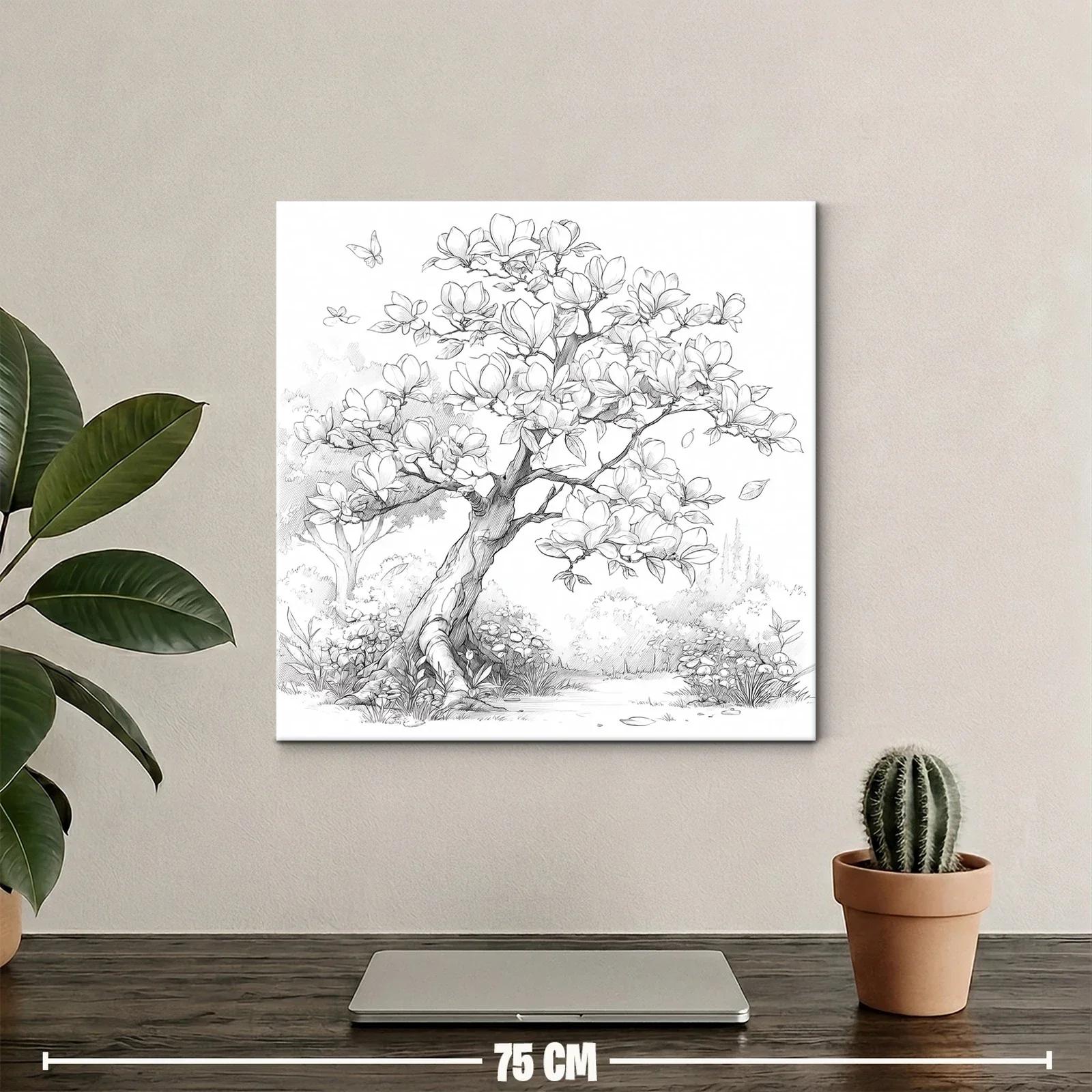 Árbol de magnolia en dibujo delicado y natural — miniatura 2