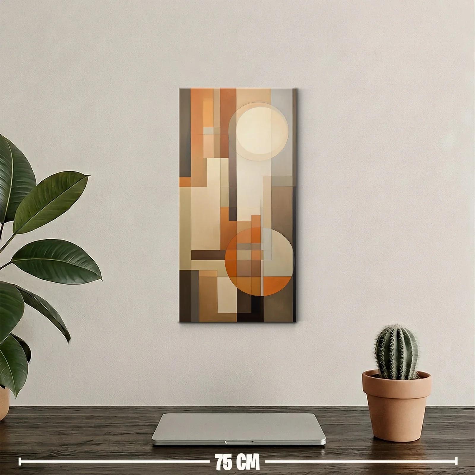 Cuadro geométrico con dos círculos crema y naranja — miniatura 2
