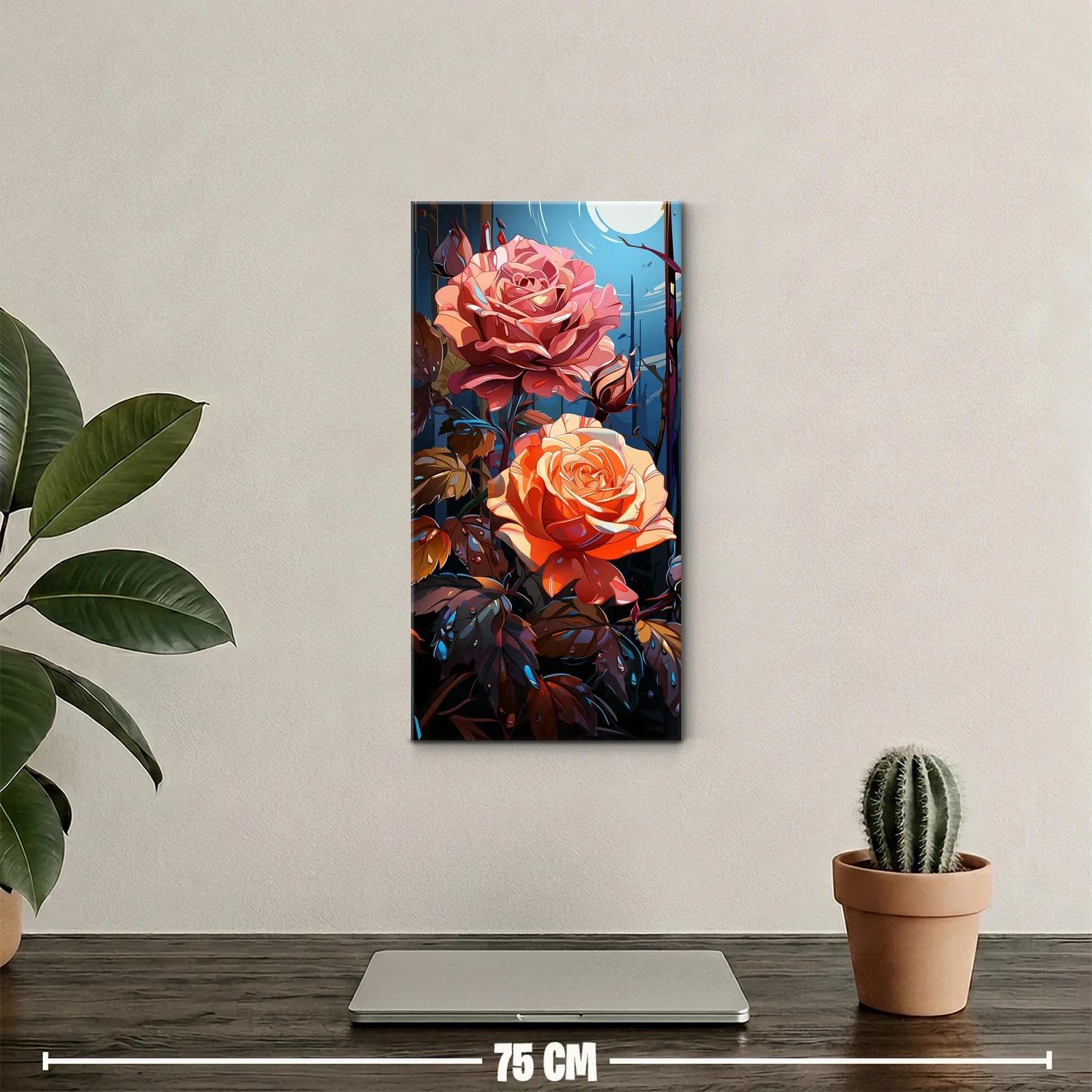 Cuadro rosas con disco luminoso y cielo azul — miniatura 2