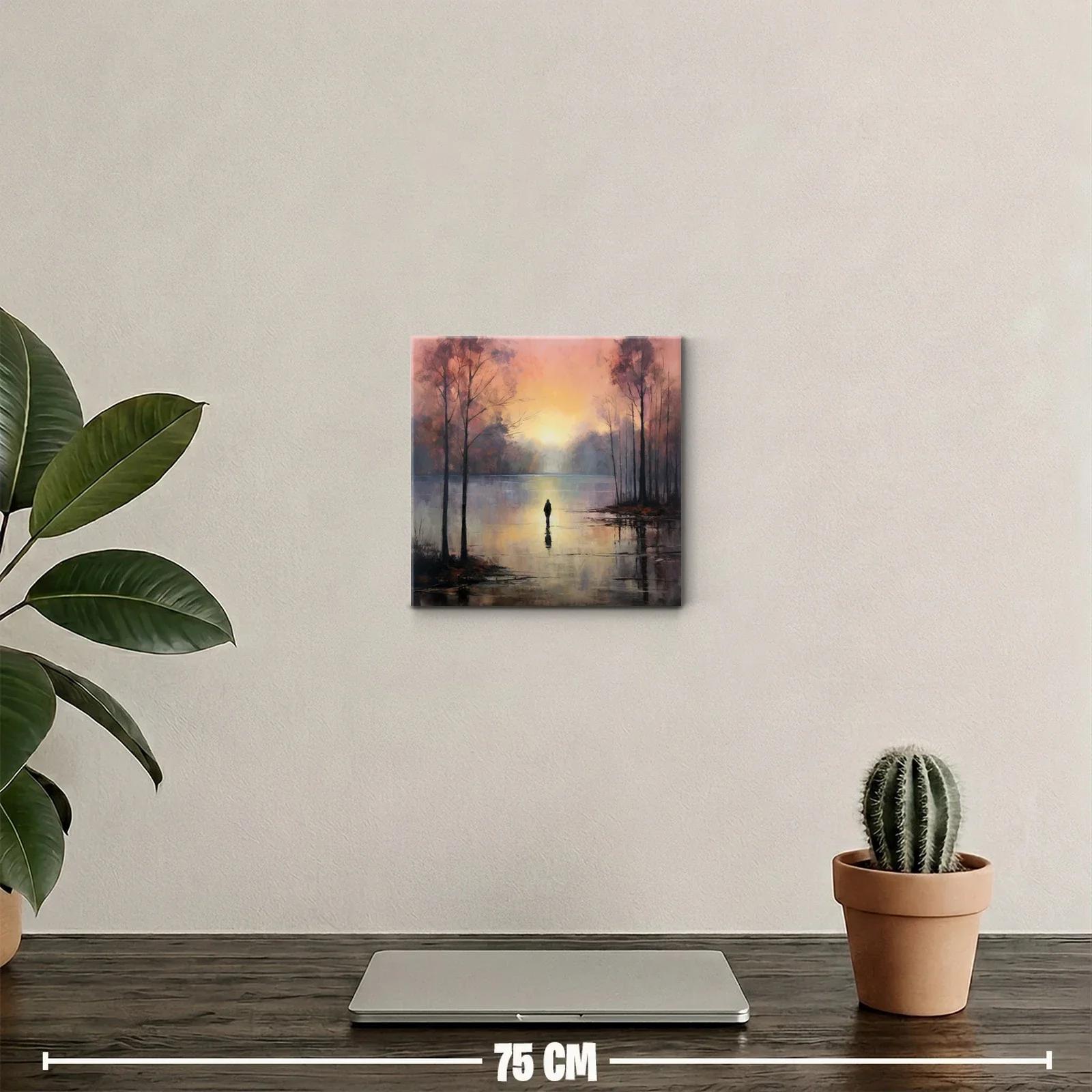 Paisaje sereno al amanecer con figura solitaria — miniatura 2