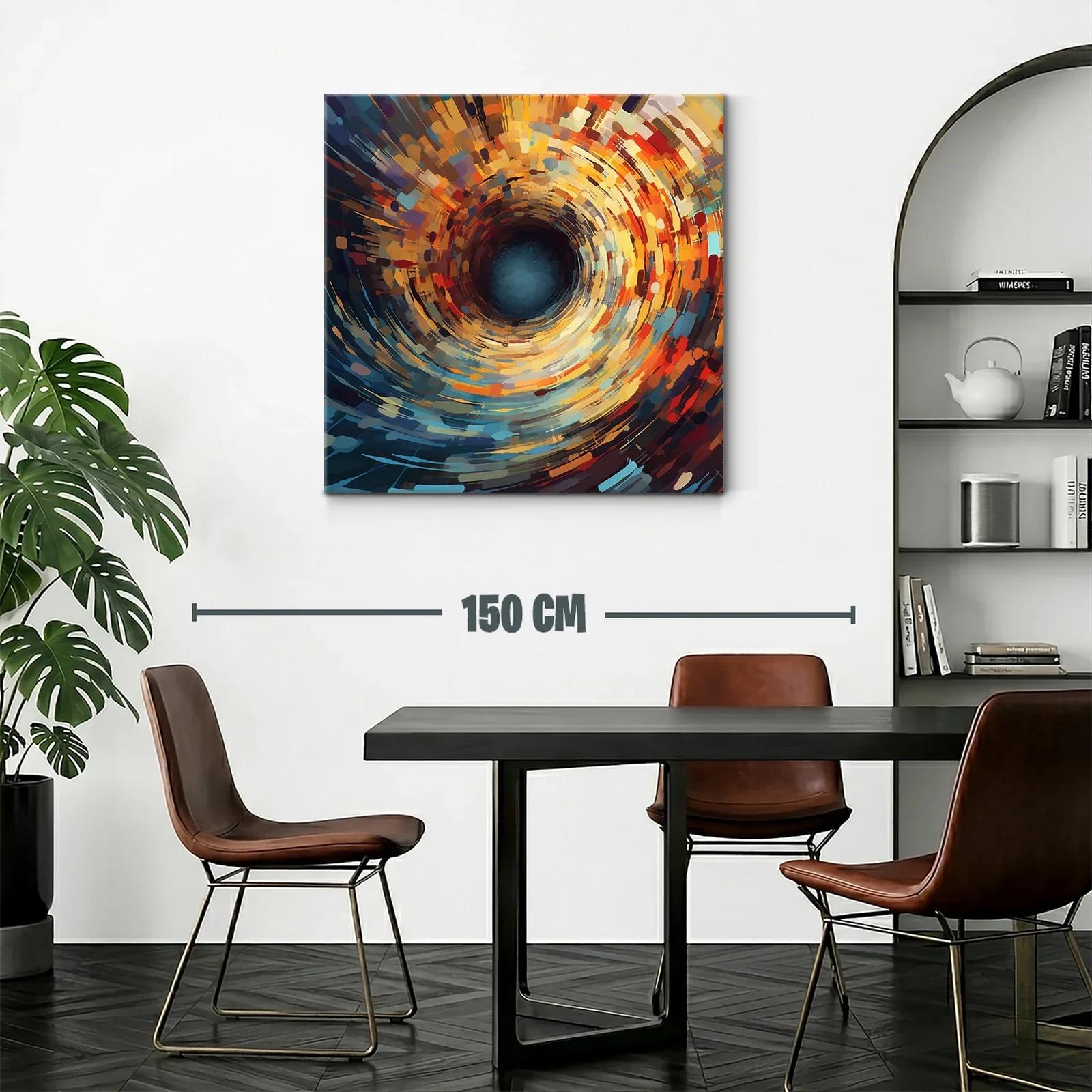 Cuadro abstracto de remolino en tonos cálidos y fríos — miniatura 2