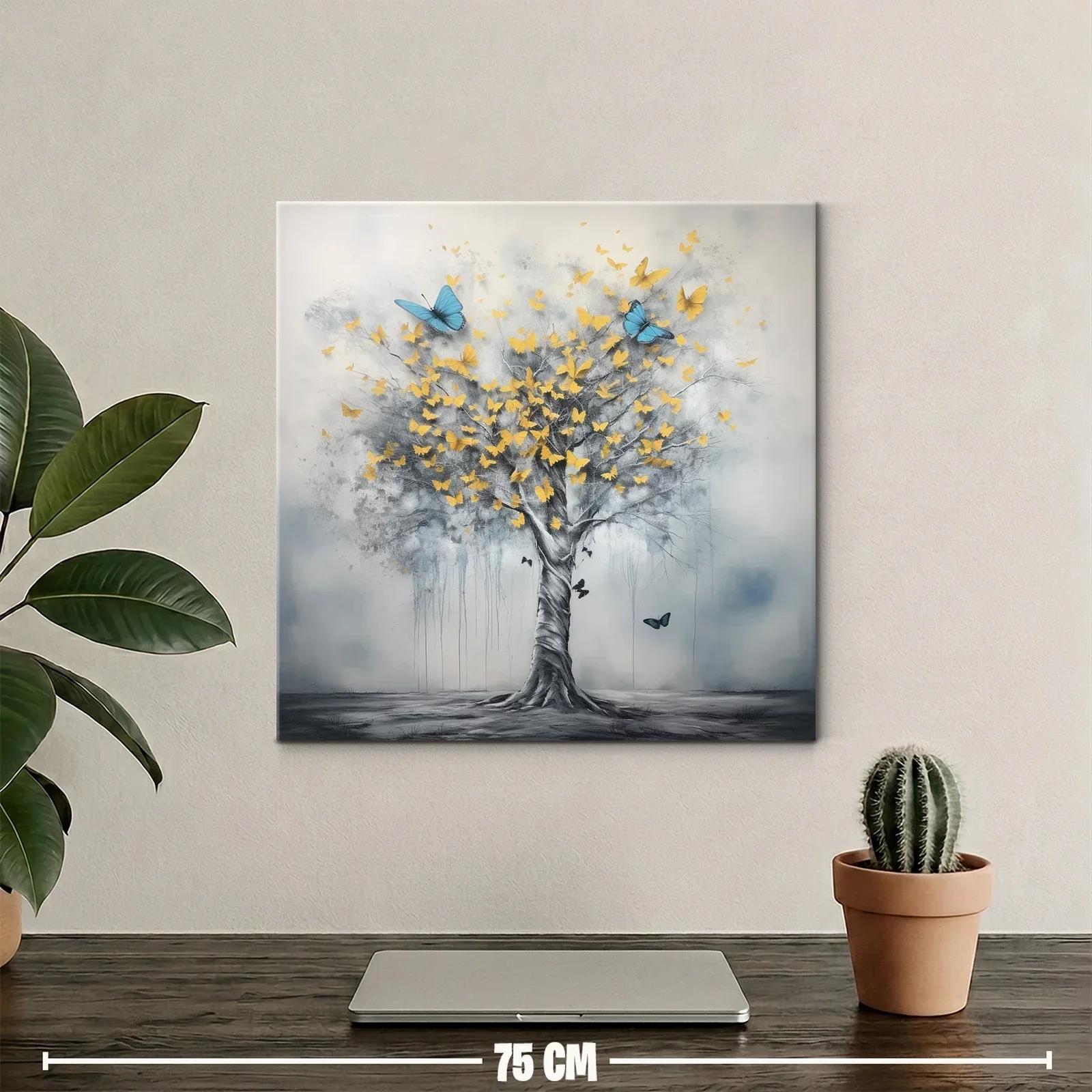 Árbol con mariposas doradas y azules en movimiento — miniatura 2