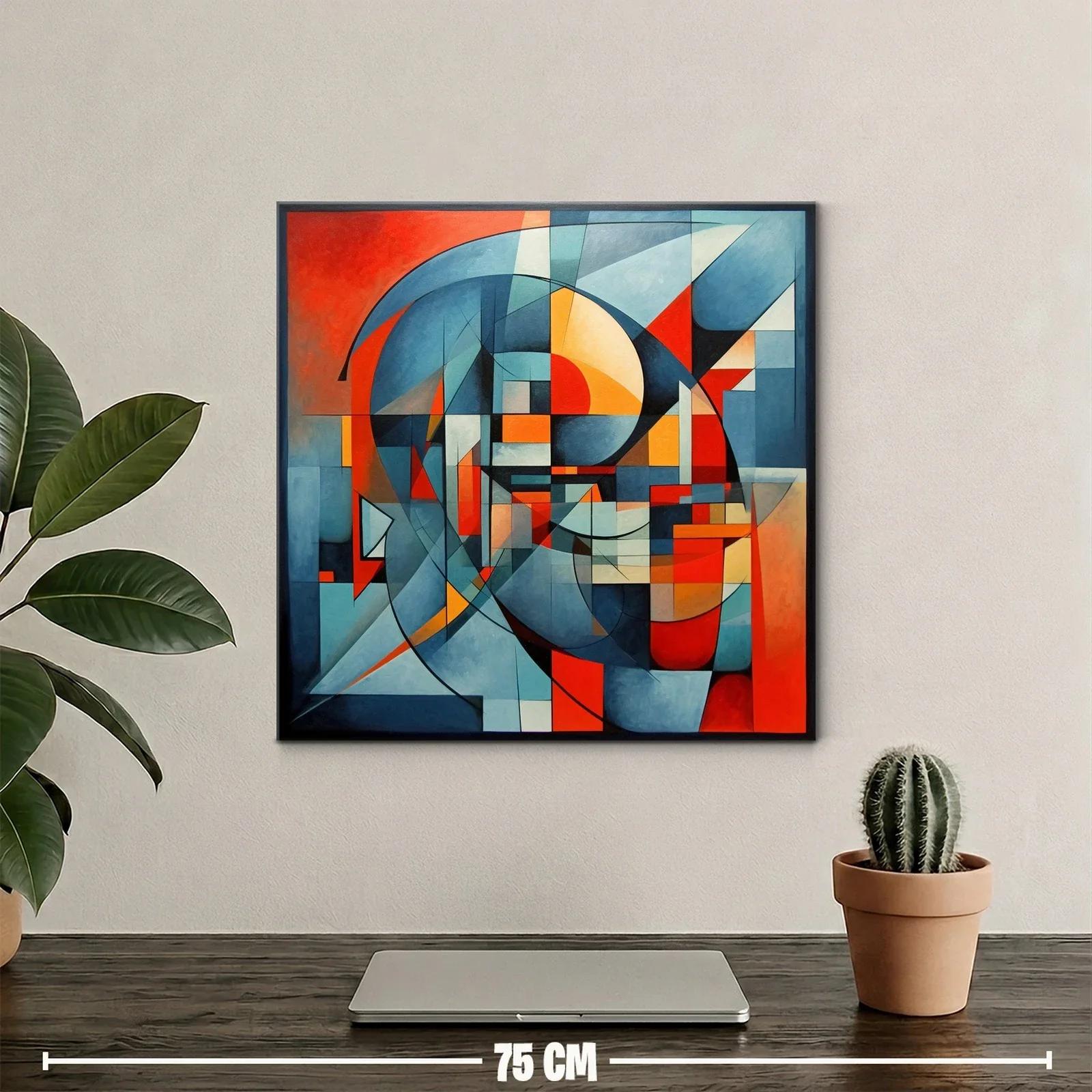 Cuadro abstracto con formas geométricas y tonos vibrantes — miniatura 2
