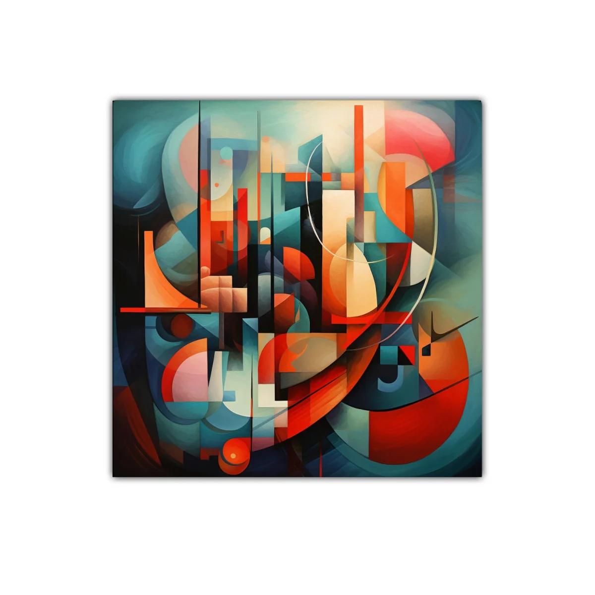 Composición abstracta con formas geométricas en tonos vivos