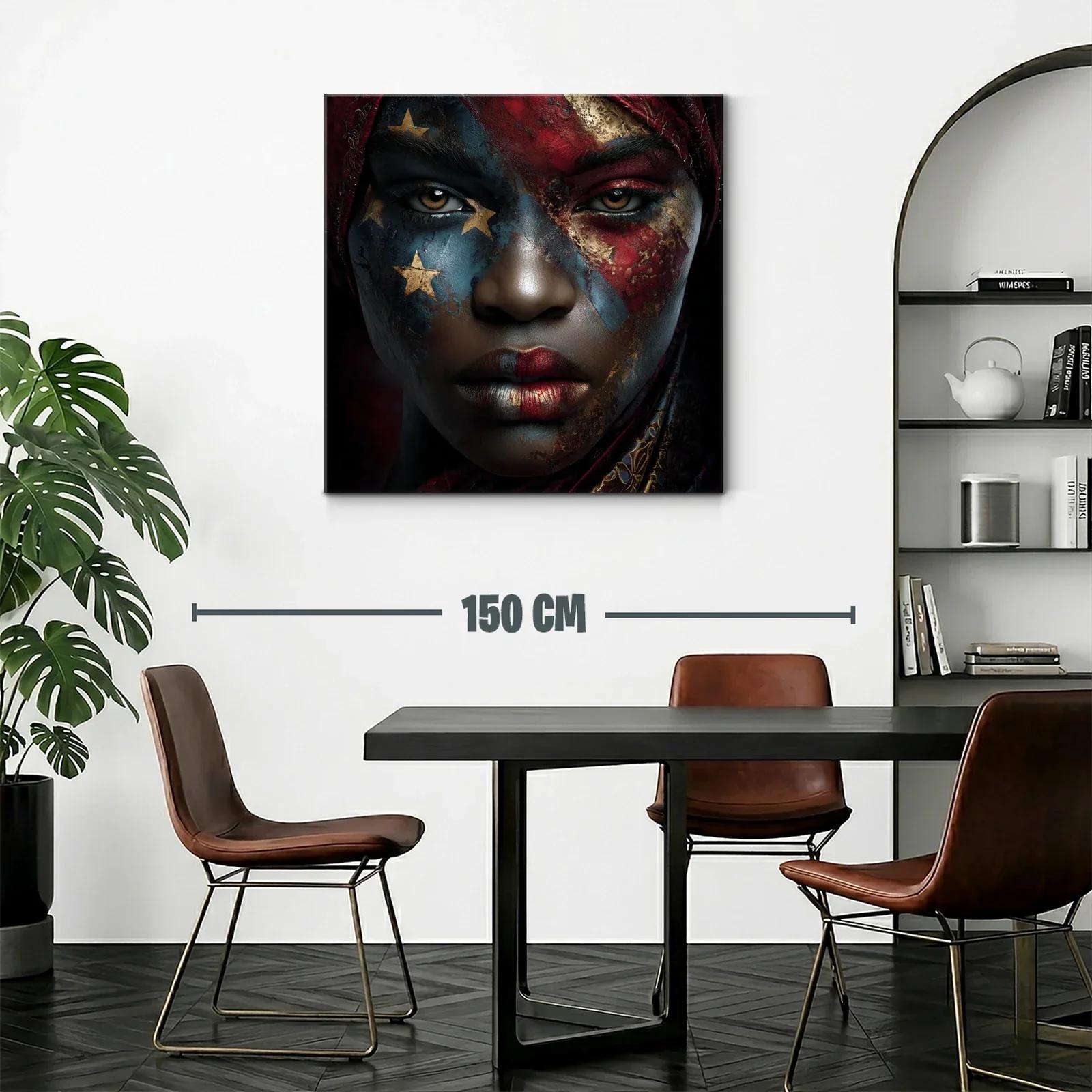 Rostro expresivo con pintura facial en tonos rojizos y dorados — miniatura 2
