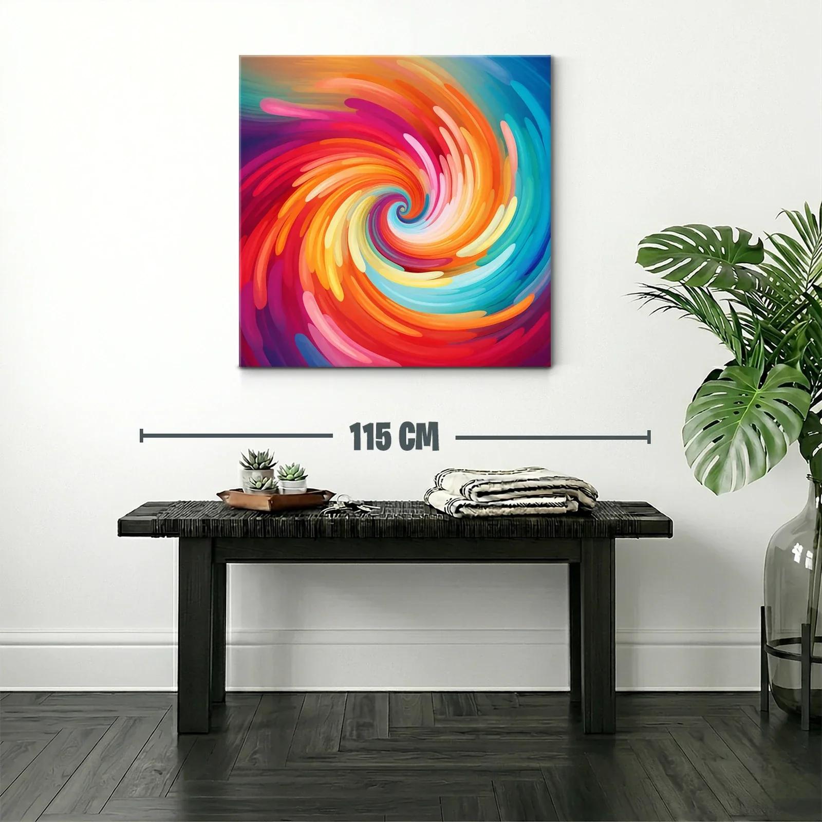 Cuadro abstracto espiral vibrante en tonos cálidos y fríos — miniatura 2