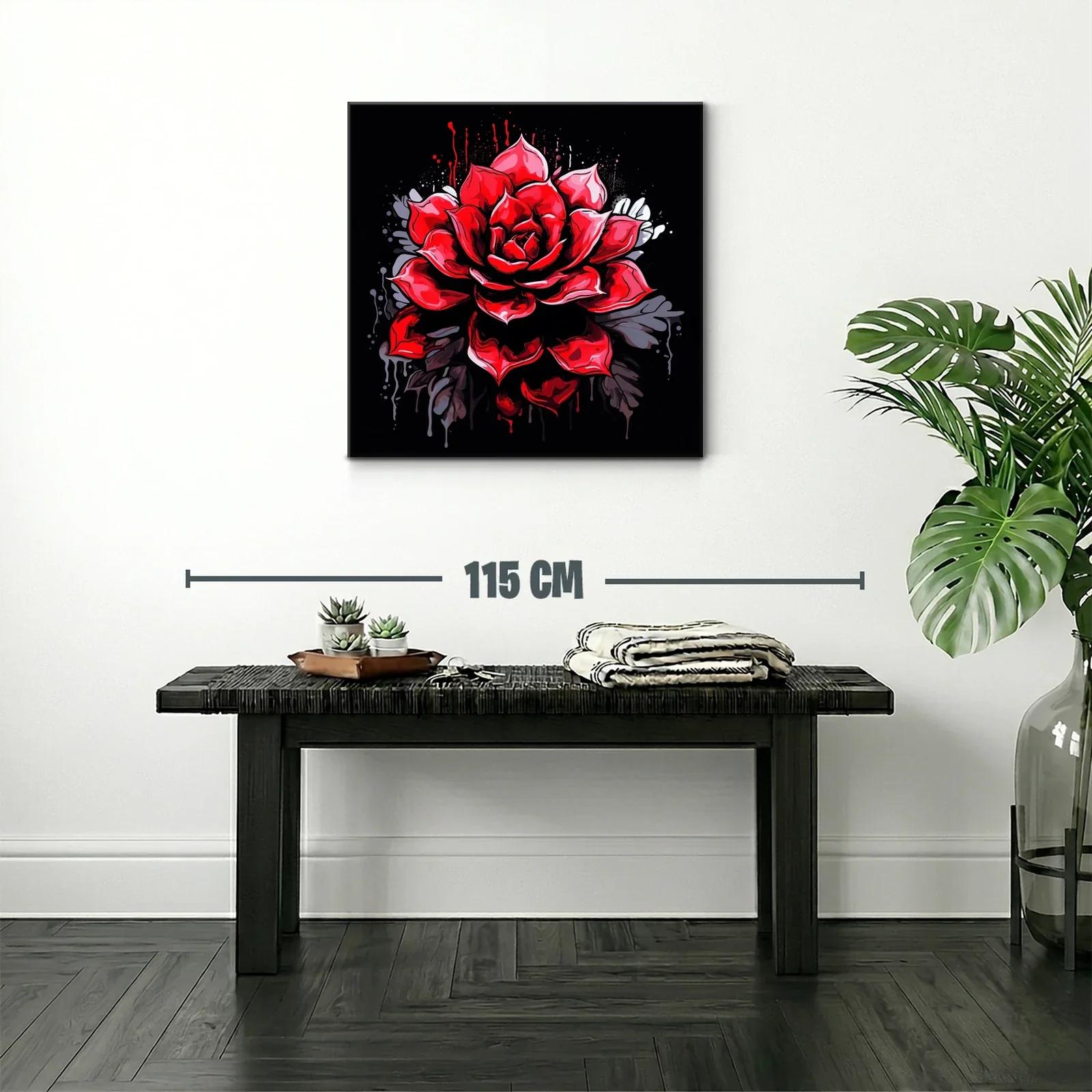 Impactante rosa roja con fondo oscuro vibrante — miniatura 2