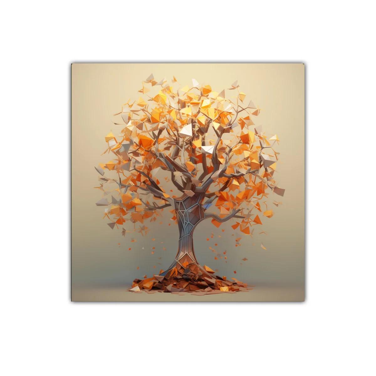 Árbol abstracto en tonos cálidos y dorados
