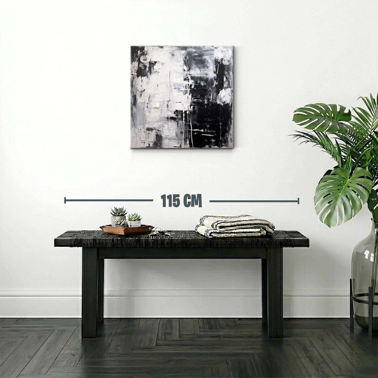 Cuadro abstracto en blanco y negro para ambientes modernos — miniatura 2