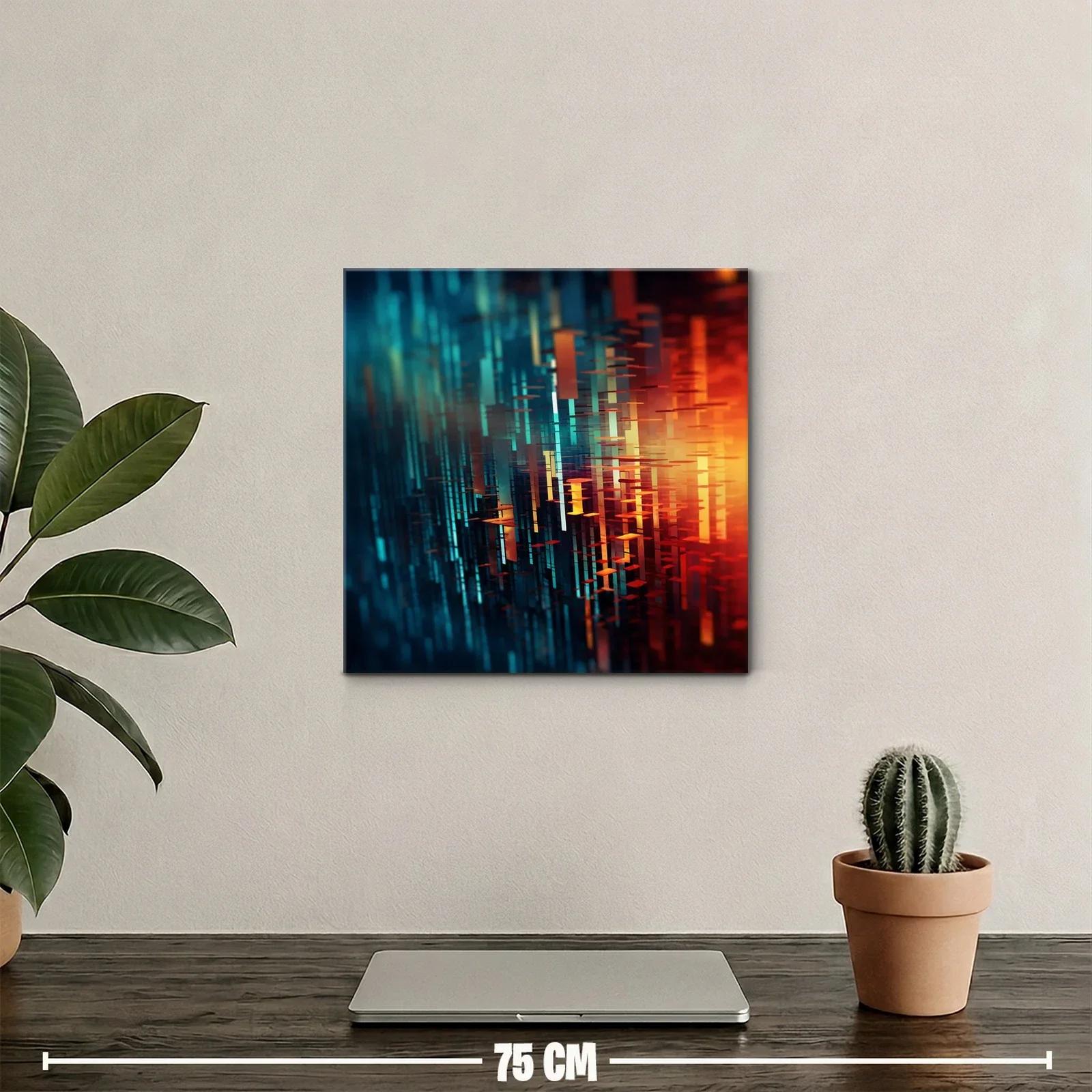 Cuadro abstracto con vibrante juego de luces y formas geométricas — miniatura 2