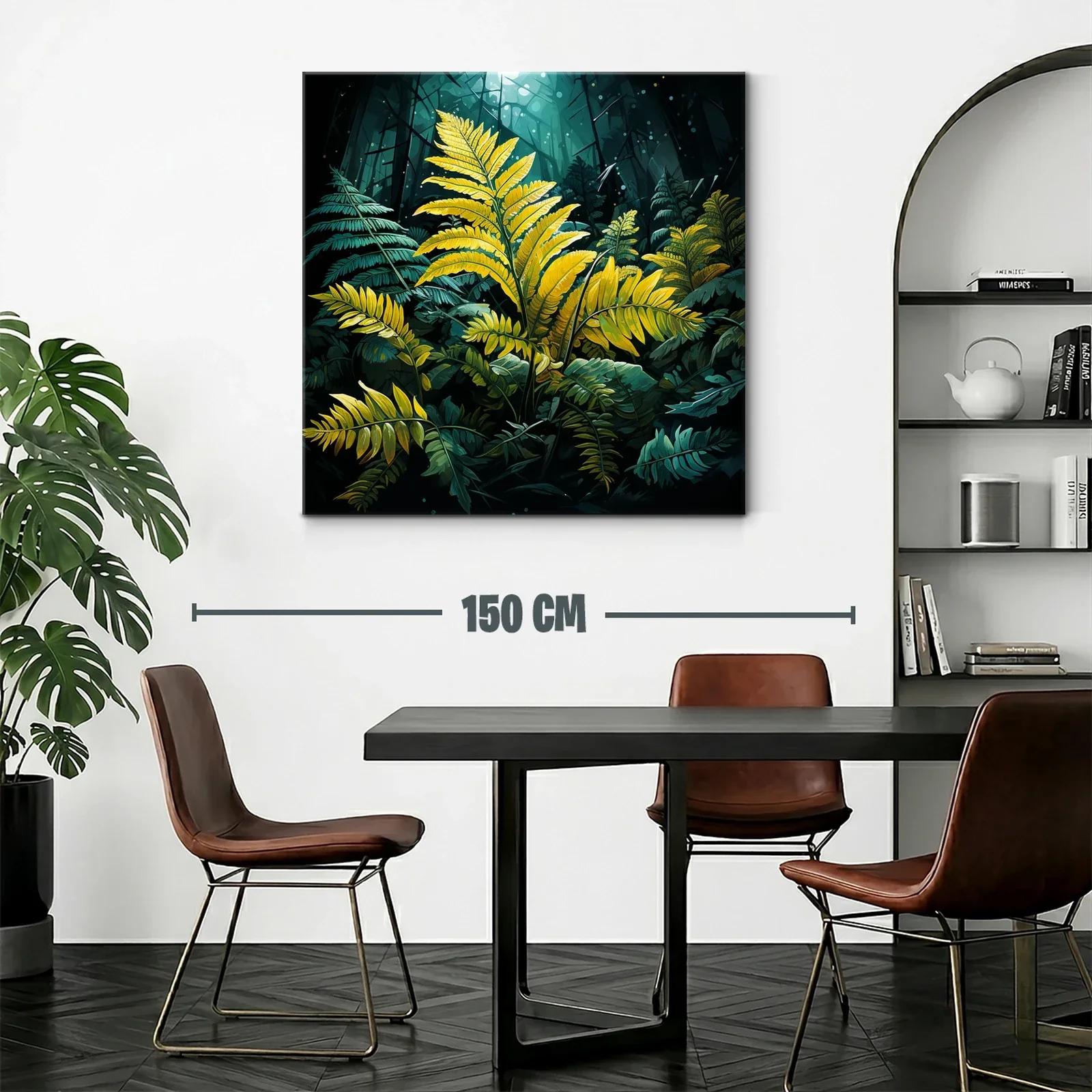 Hojas amarillas destacadas en selva oscura y luminosa — miniatura 2