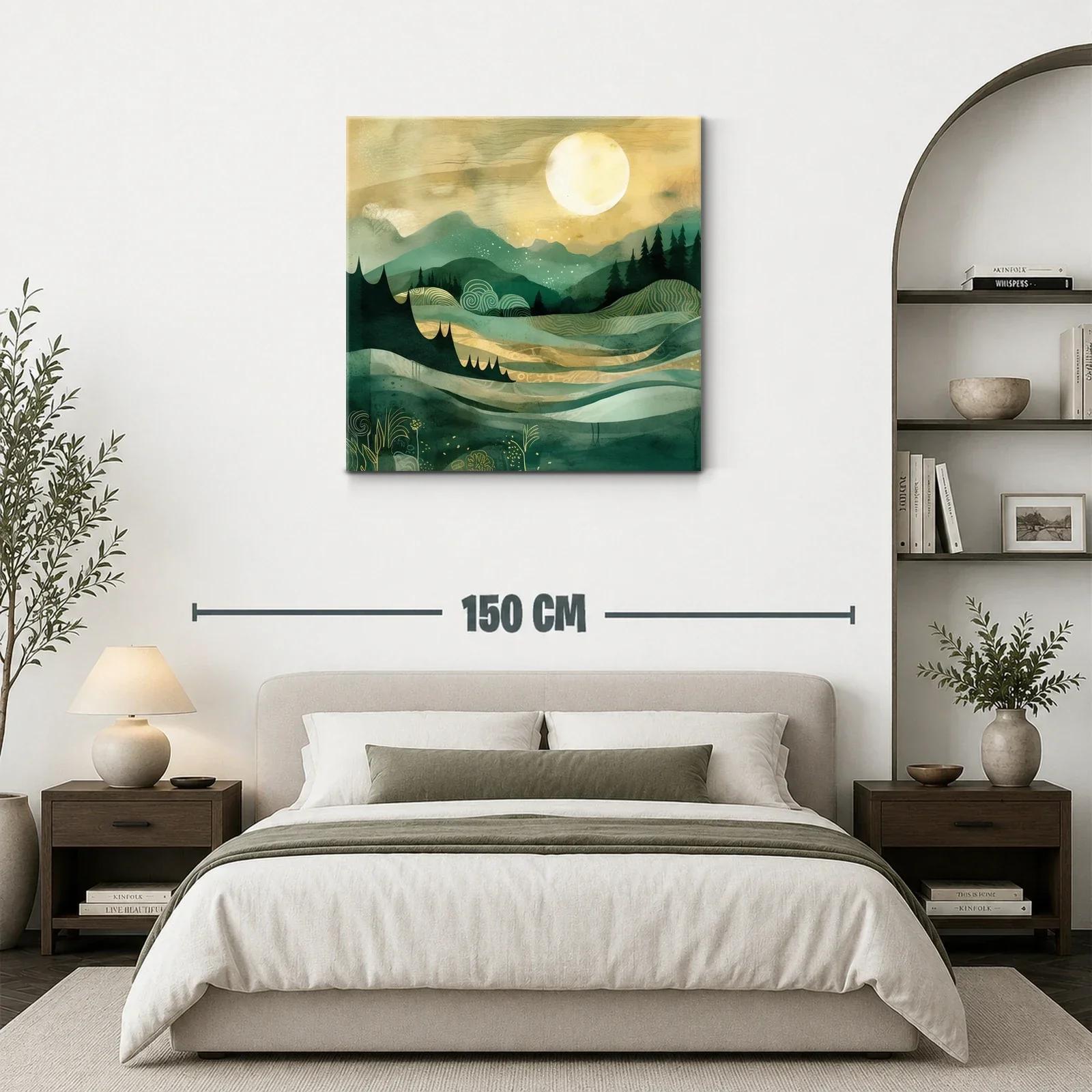 Paisaje onírico con montañas y luna brillante — miniatura 3