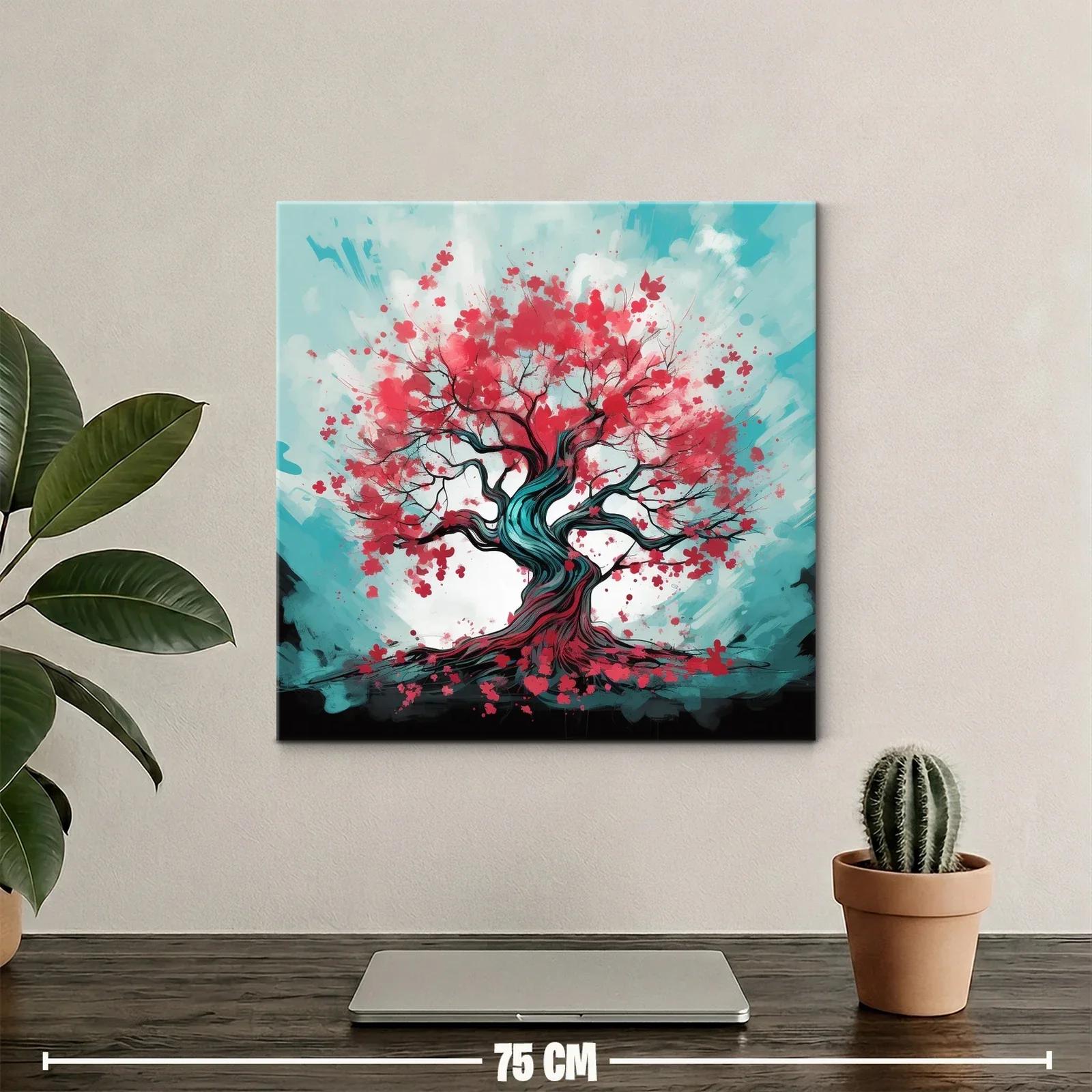 Árbol en flor con vibrantes tonos rojos y azules — miniatura 2