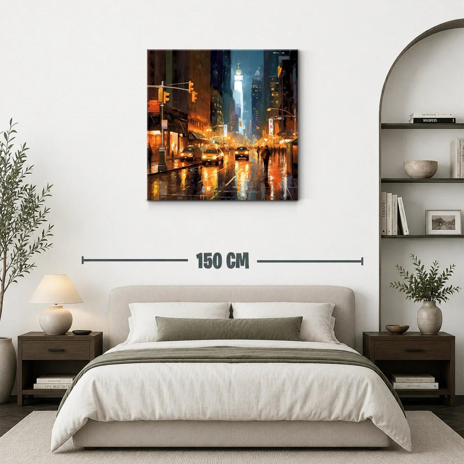 Atardecer vibrante en ciudad reflejada en lluvia urbana — miniatura 3