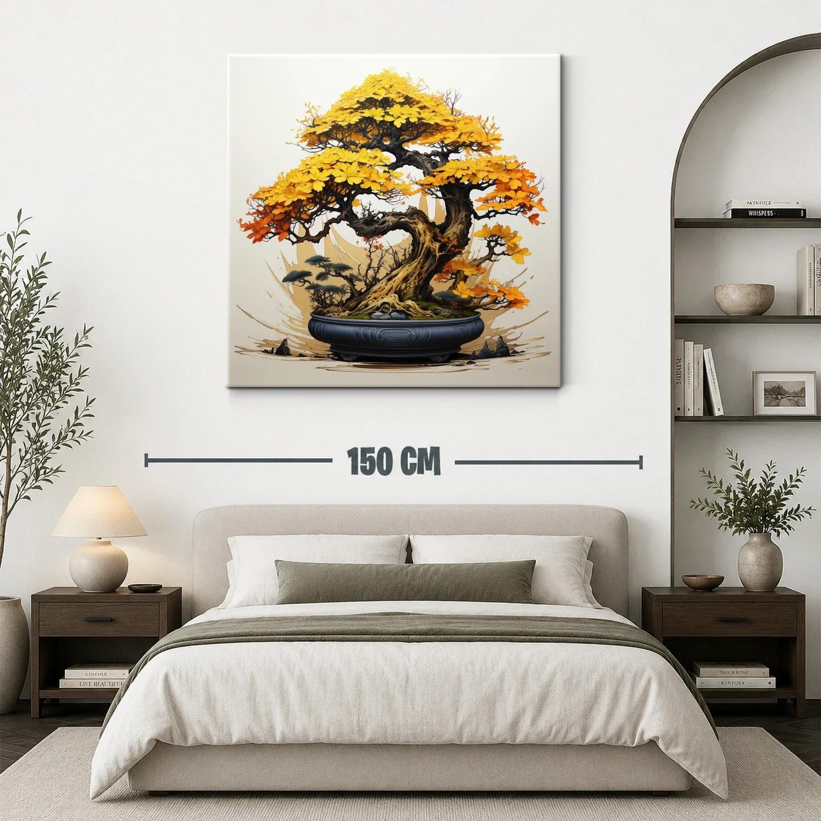Árbol Bonsái con Hojas en Tonos Otoñales Amarillos y Naranjas — miniatura 3