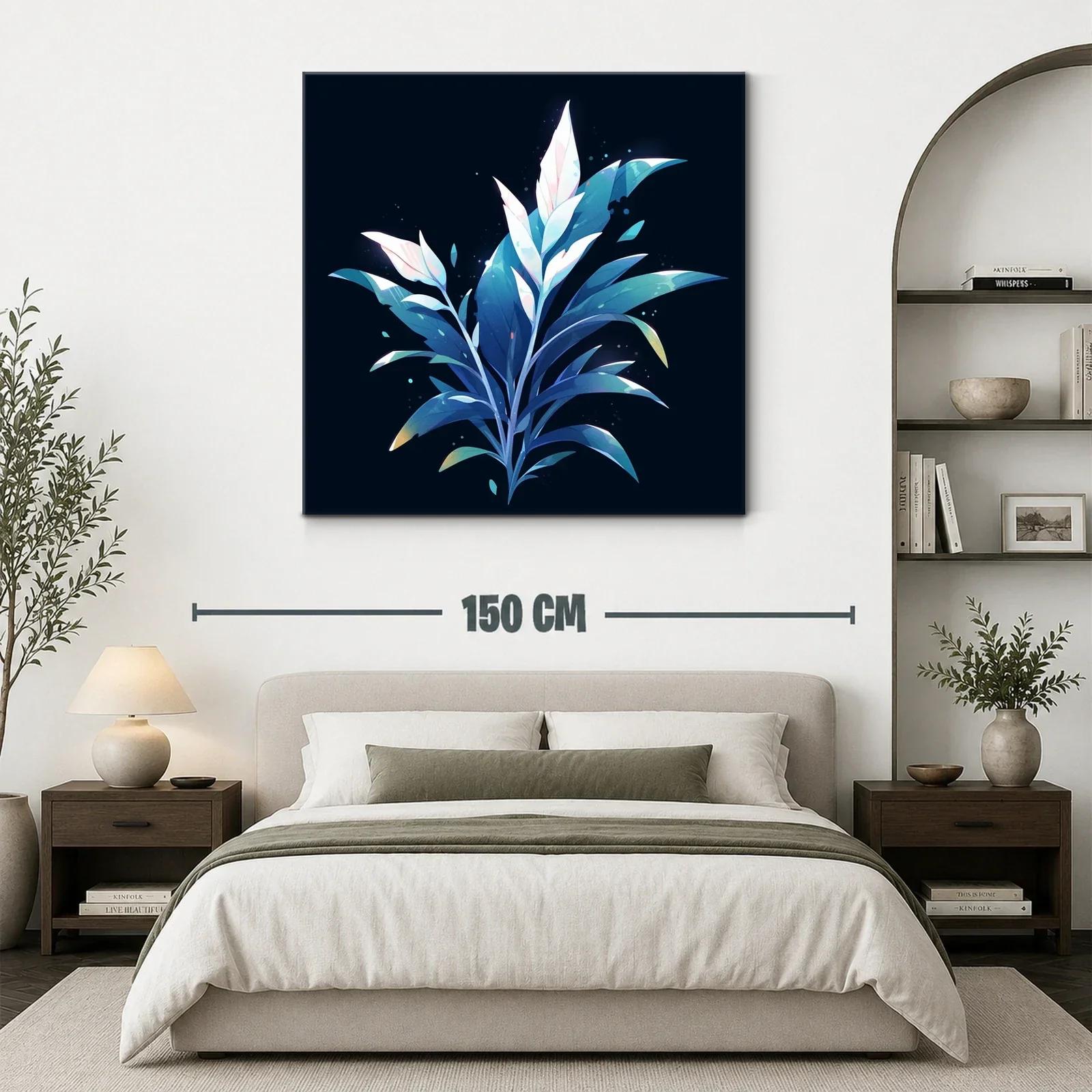 Plantas estilizadas en tonos azules y blancos sobre fondo oscuro — miniatura 3