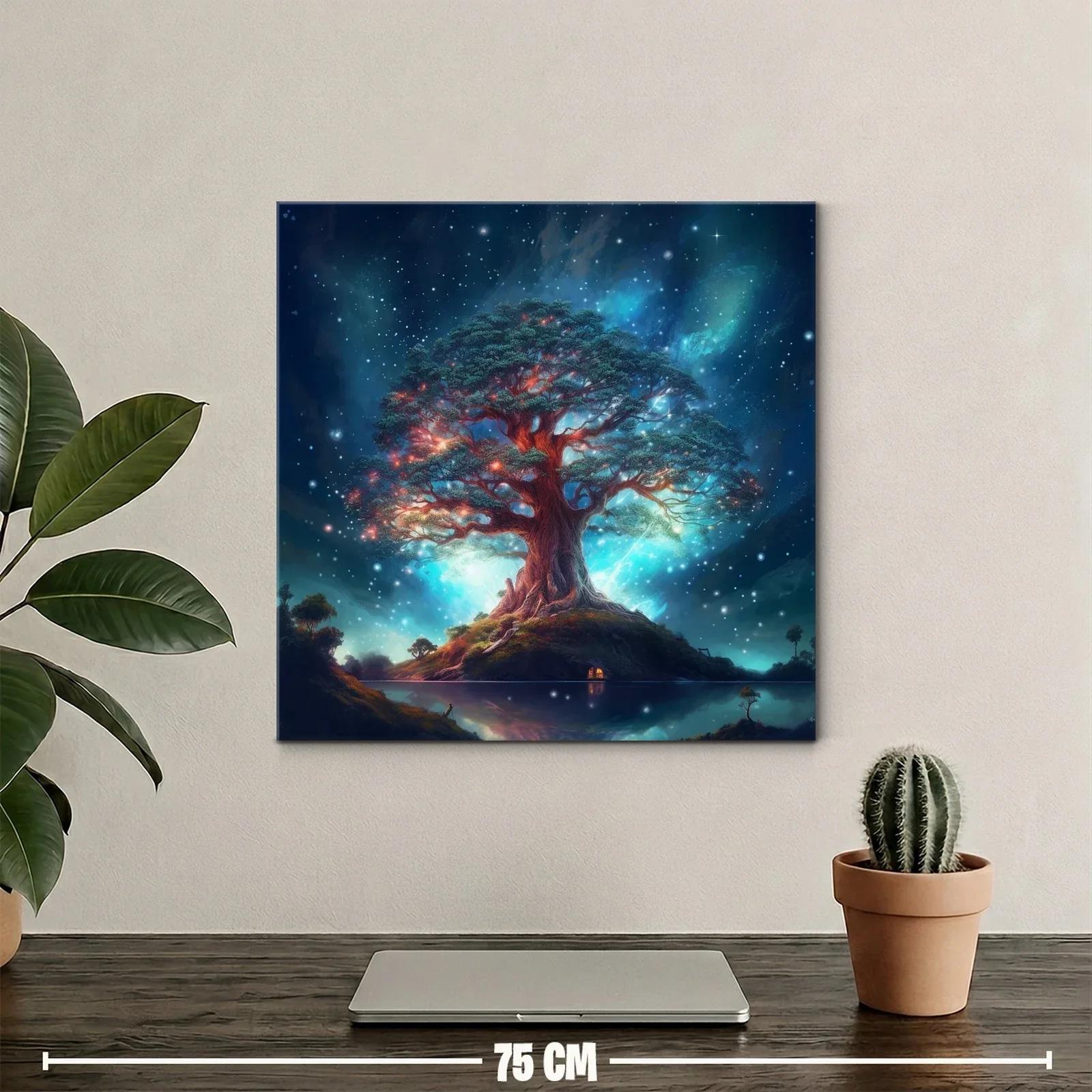 Árbol mágico iluminado bajo un cielo estrellado de fantasía — miniatura 2