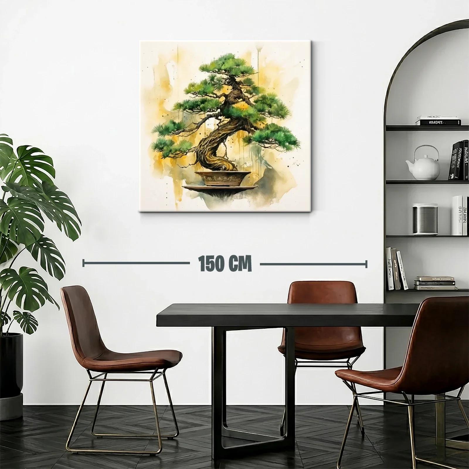 Cuadro con árbol bonsái y tonos cálidos que inspiran calma — miniatura 2