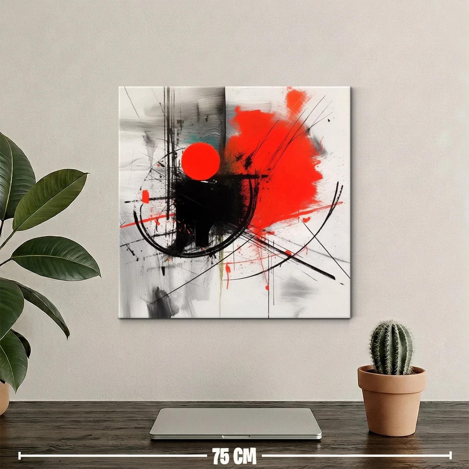 Composición abstracta con círculos rojos y trazos dinámicos — miniatura 2