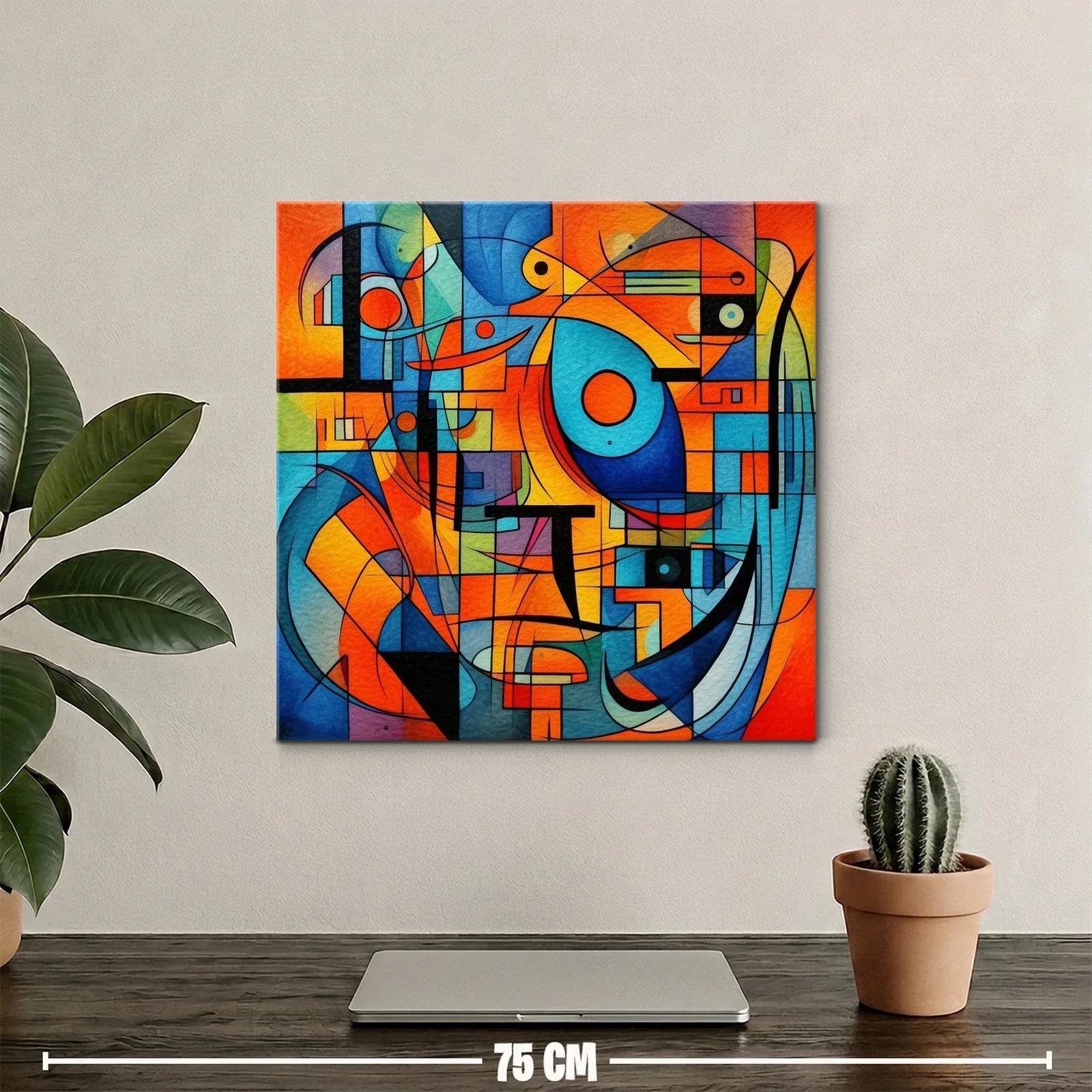 Composición abstracta en tonos cálidos y fríos vibrantes — miniatura 2
