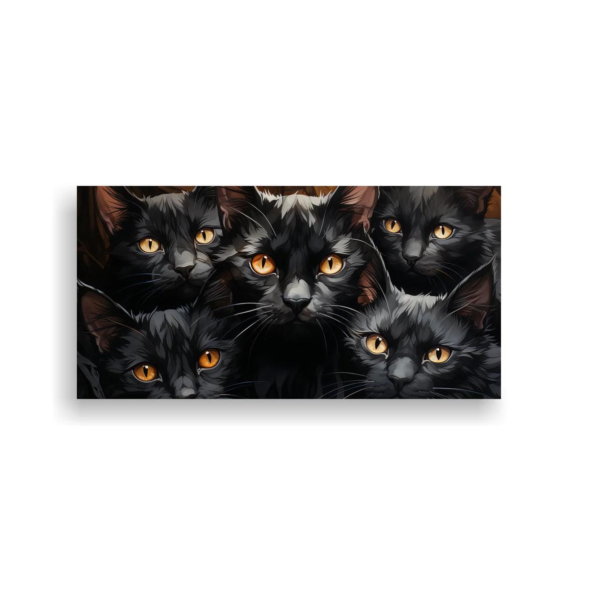 Cuadro grupo de gatos negros con rostros superpuestos — imagen principal