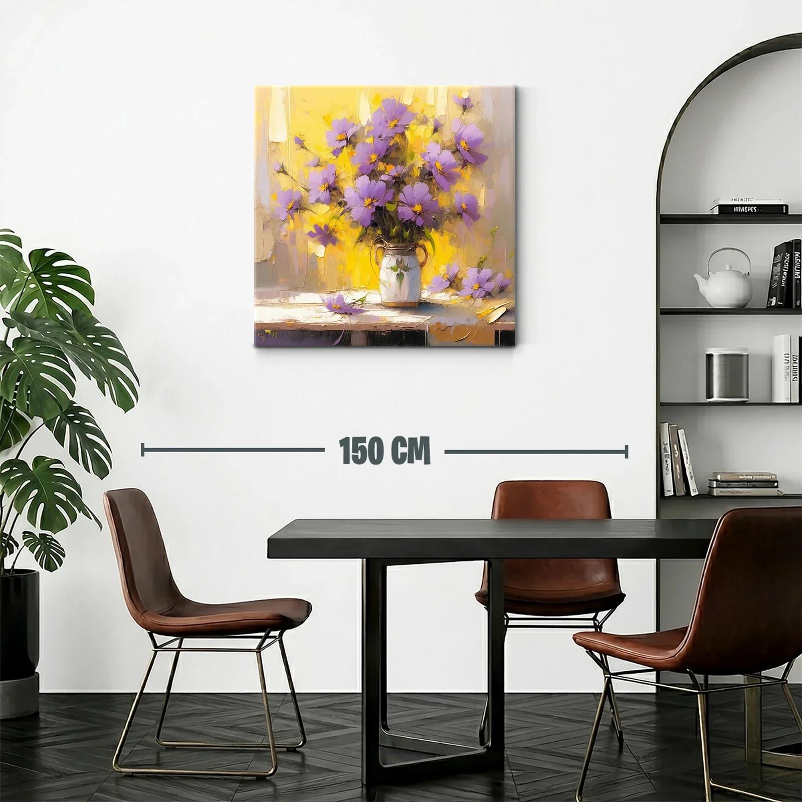 Ramo de flores lilas con fondo amarillo vibrante — miniatura 2