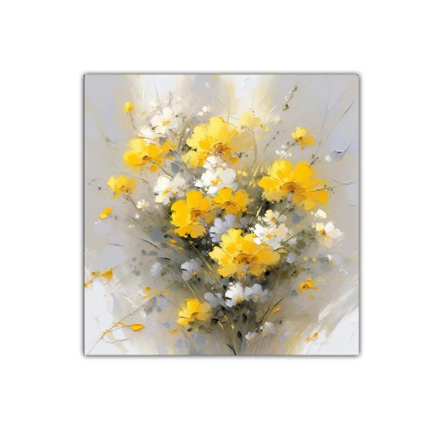 Cuadro decorativo con ramo de flores amarillas y blancas