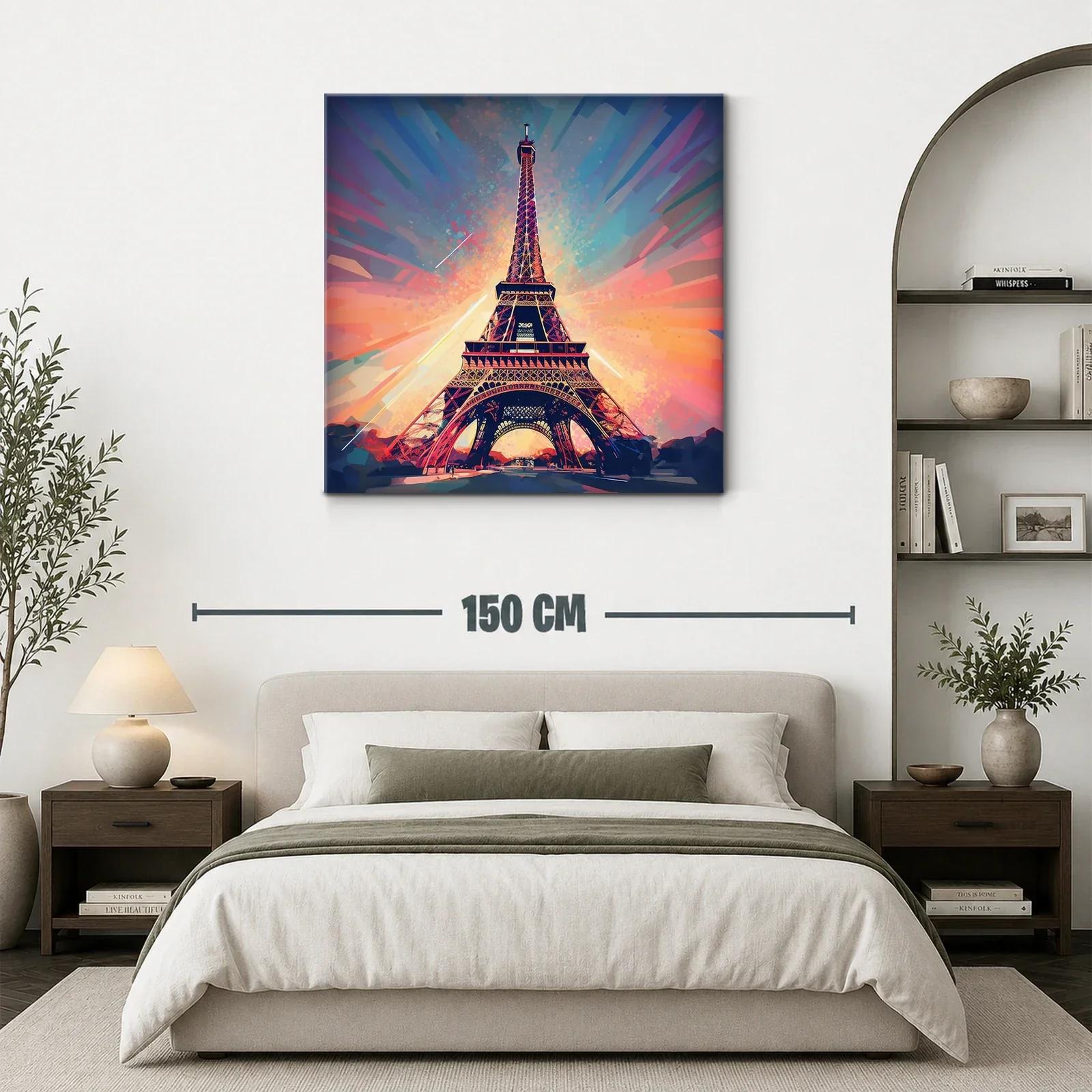 Cuadro Torre Eiffel con vibrantes tonos y luz cálida — miniatura 3