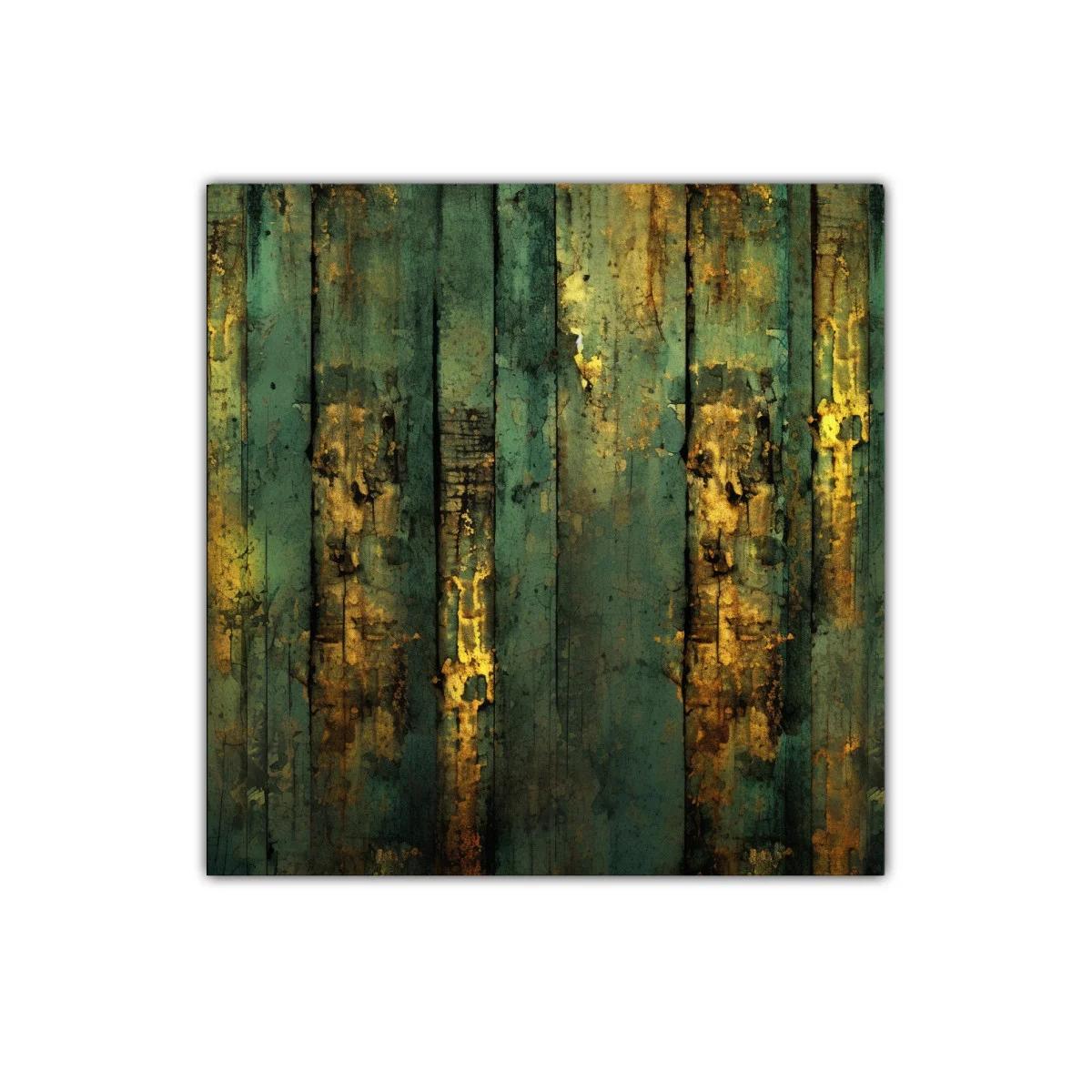 Cuadro decorativo con textura oxidada en tonos verdes