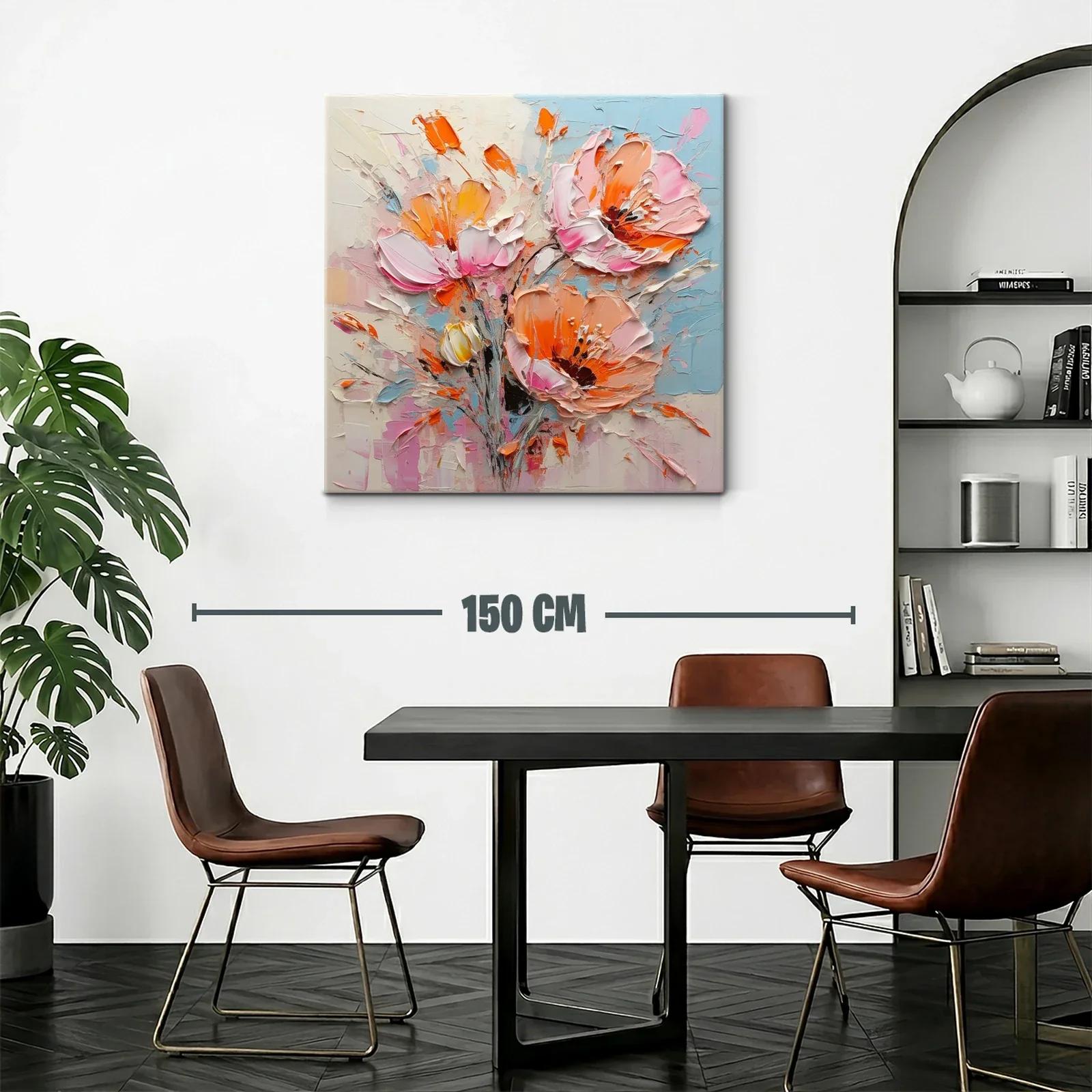 Cuadro floral vibrante con tonos cálidos y pastel — miniatura 2