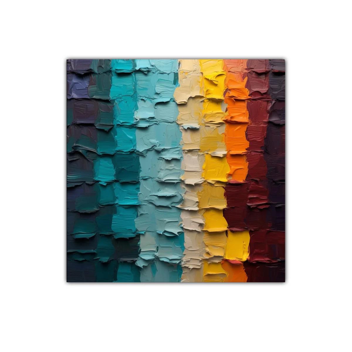 Cuadro Decorativo Abstracto en Paleta de Colores Cálidos y Fríos