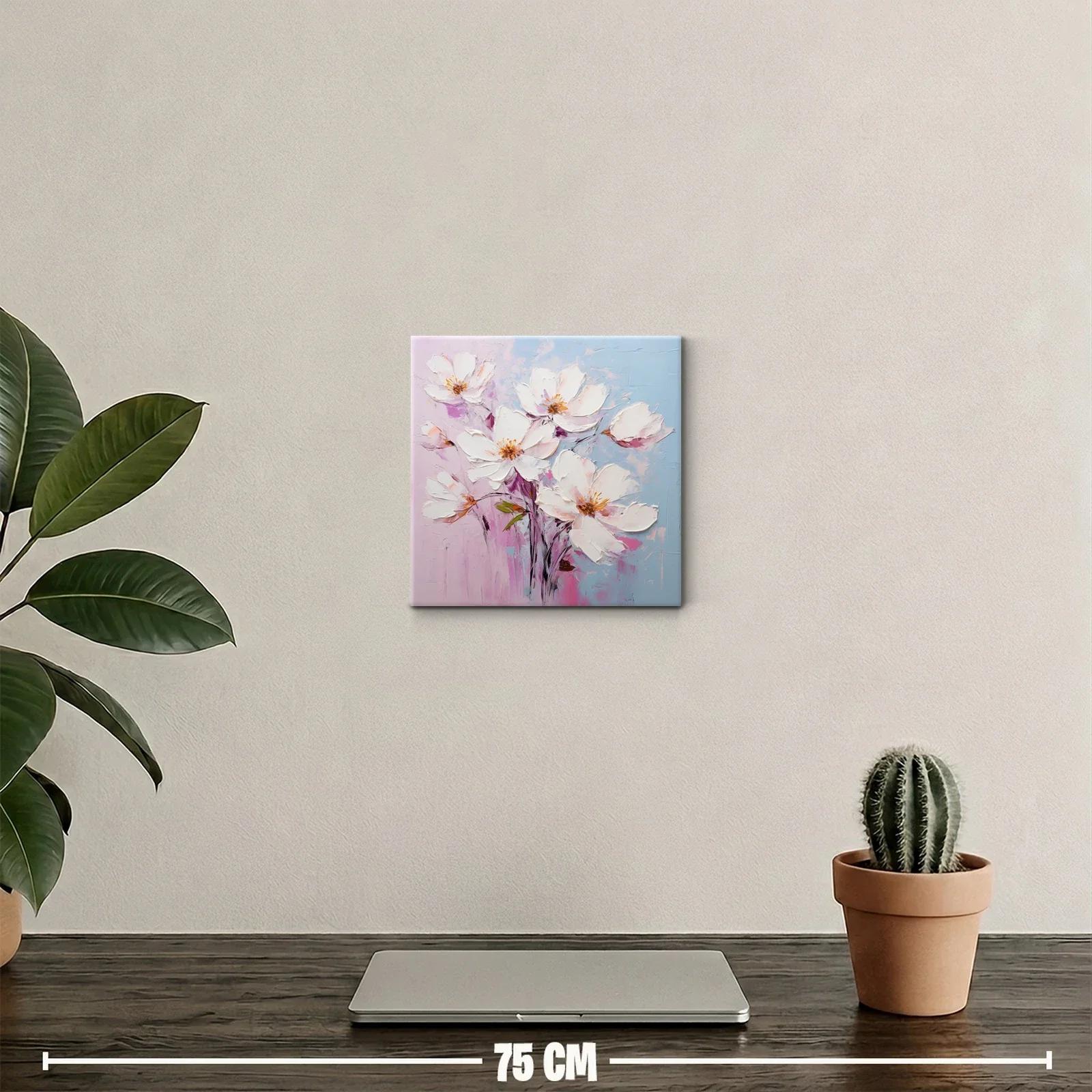 Cuadro de flores blancas sobre fondo pastel suave — miniatura 2