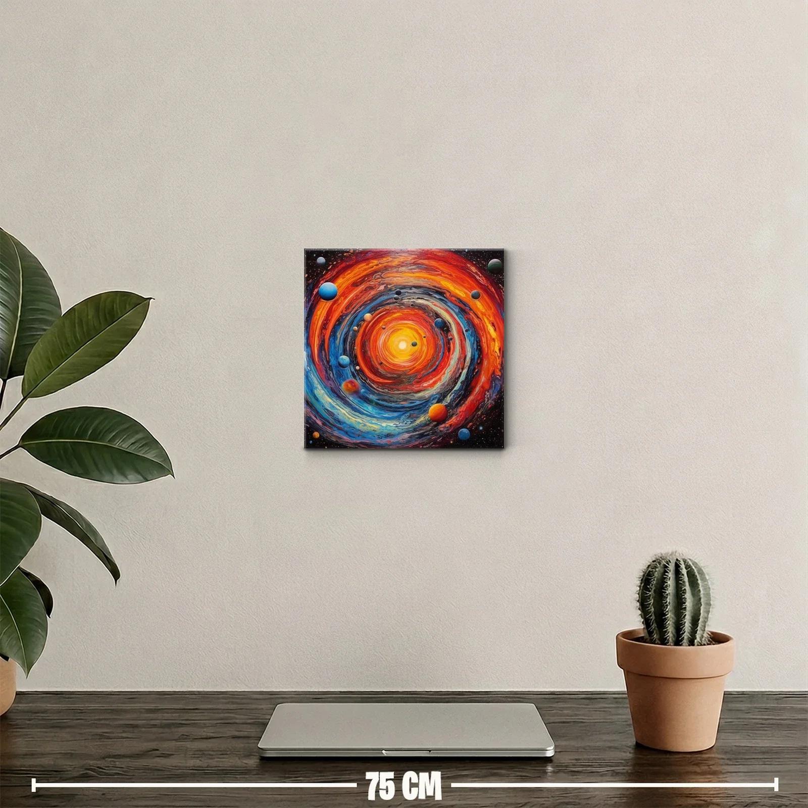 Cuadro Espacial con Remolino Cósmico y Planetas Coloridos — miniatura 2