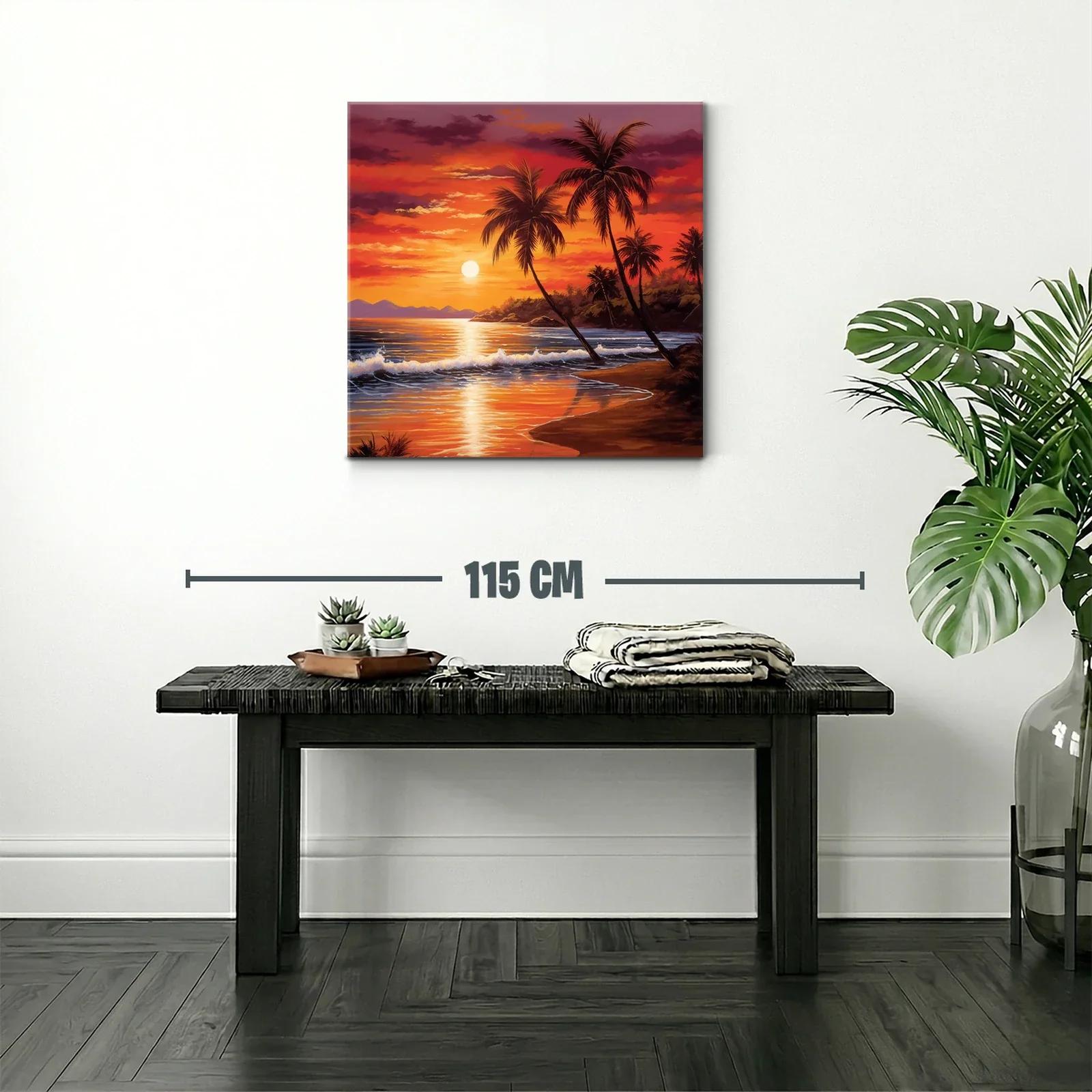 Atardecer tropical con palmeras en playa serena — miniatura 2