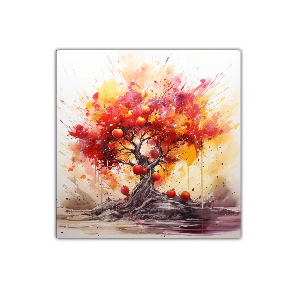 Árbol vibrante con frutos rojos en explosión de color