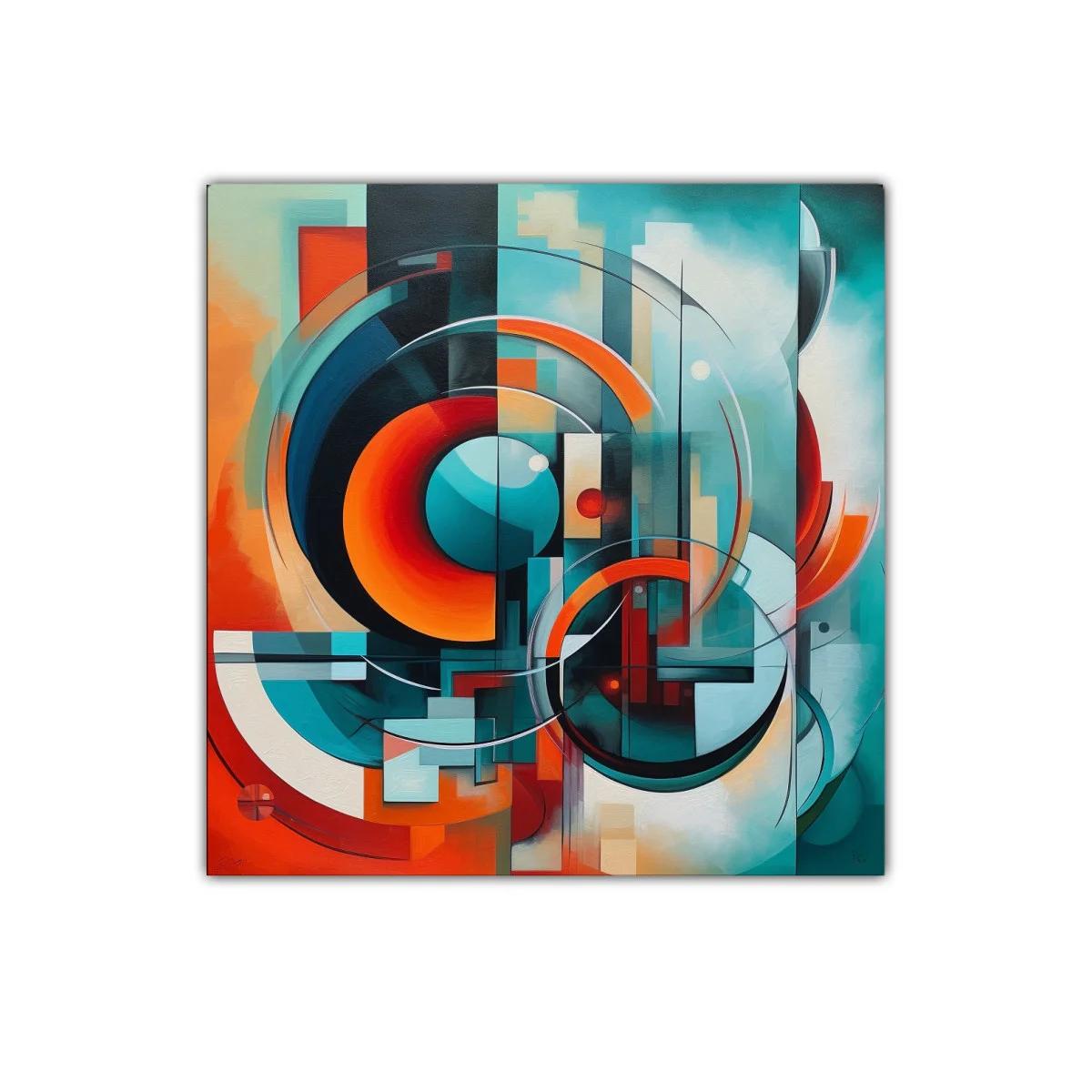 Composición abstracta con círculos y tonos vibrantes