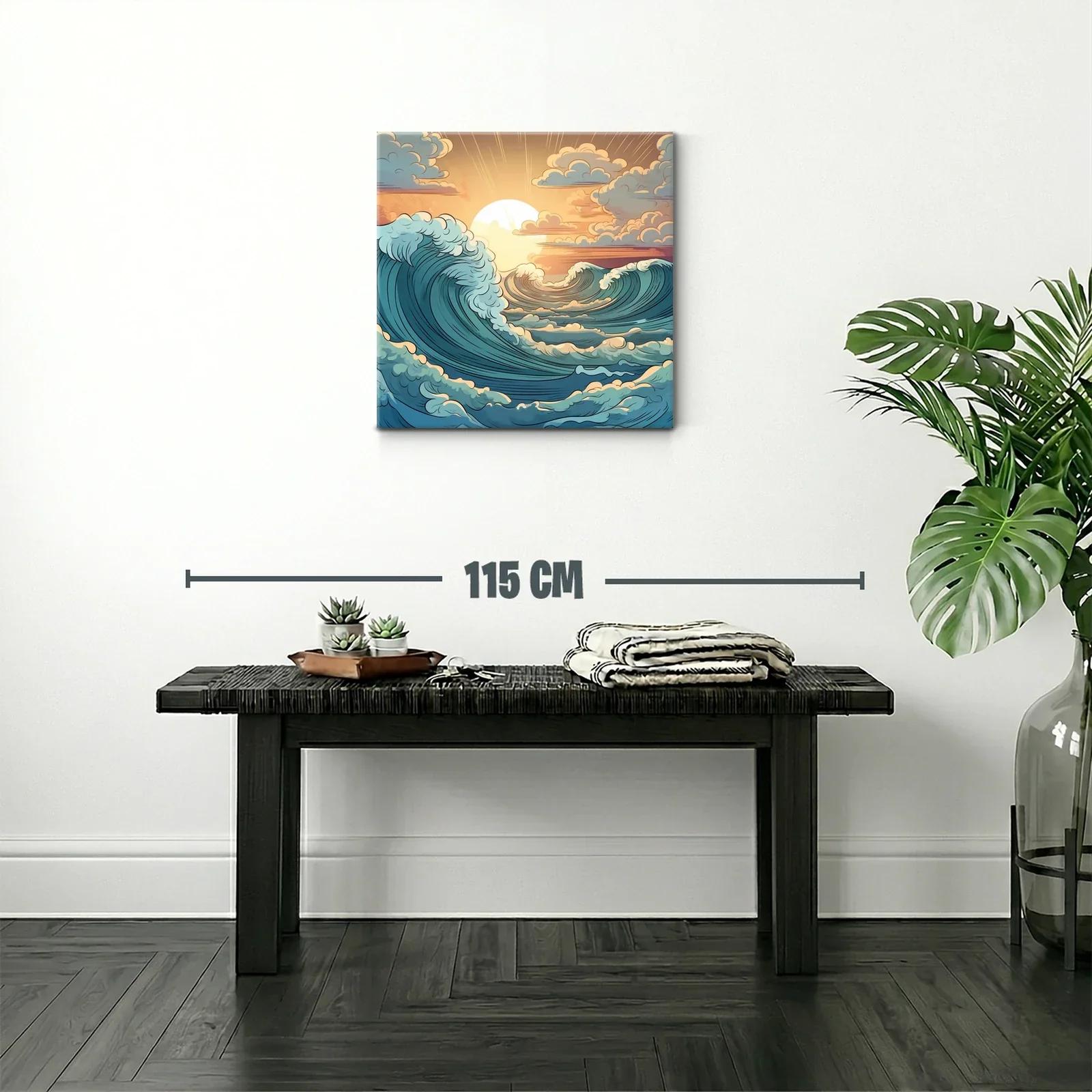 Atardecer sobre olas dinámicas en calma y movimiento — miniatura 2