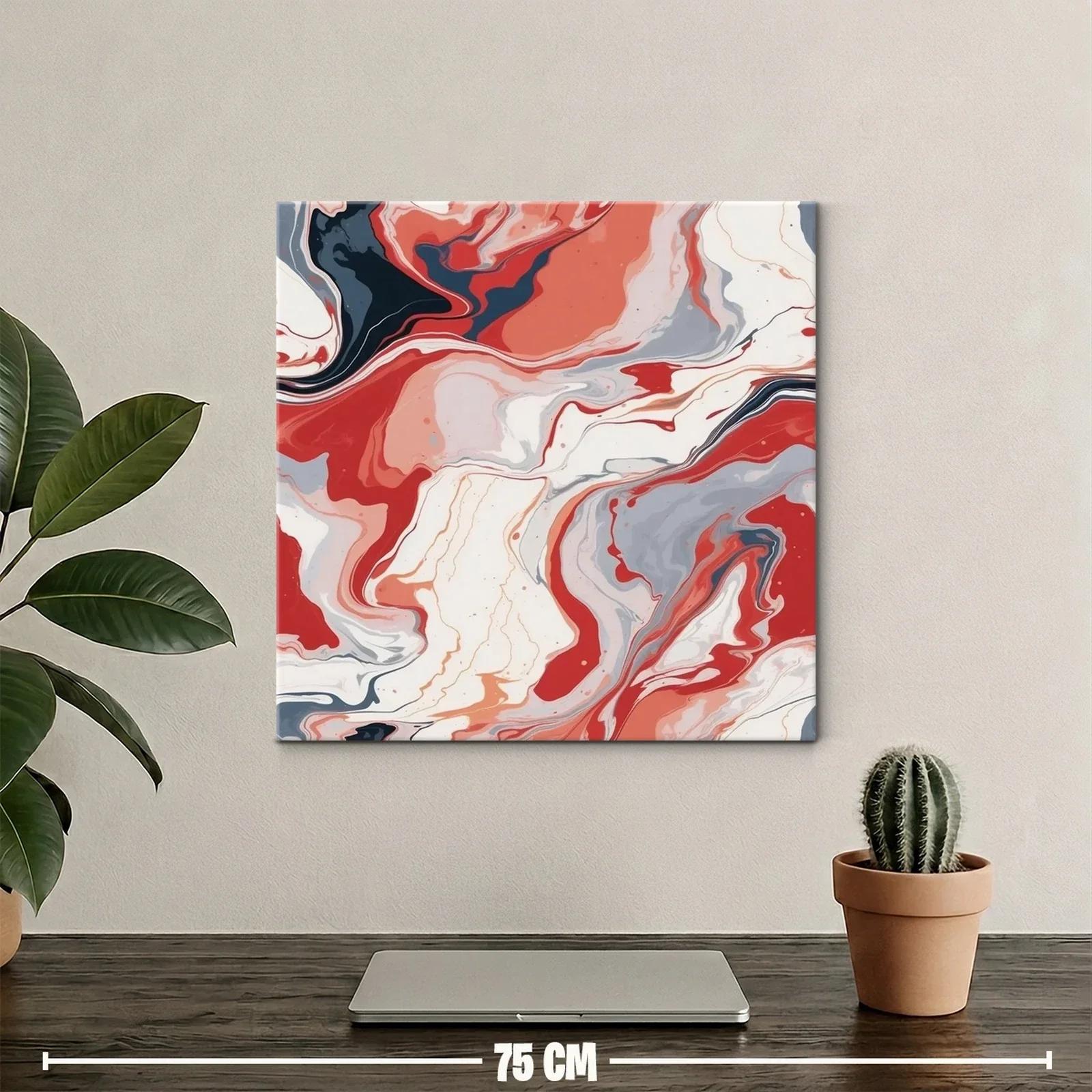 Cuadro abstracto con tonos rojos y grises fluidos — miniatura 2