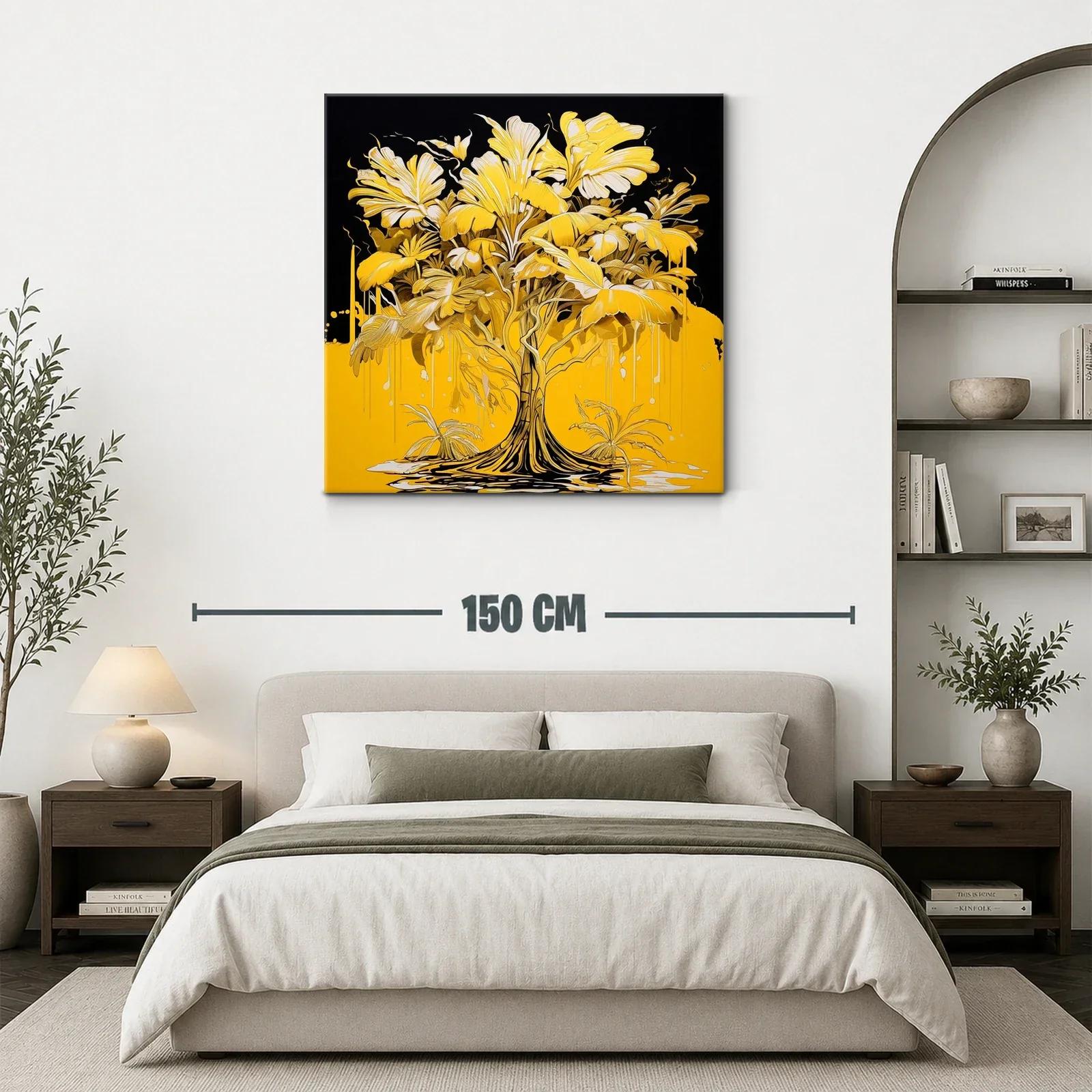 Árbol dorado con hojas exuberantes y fondo vibrante — miniatura 3