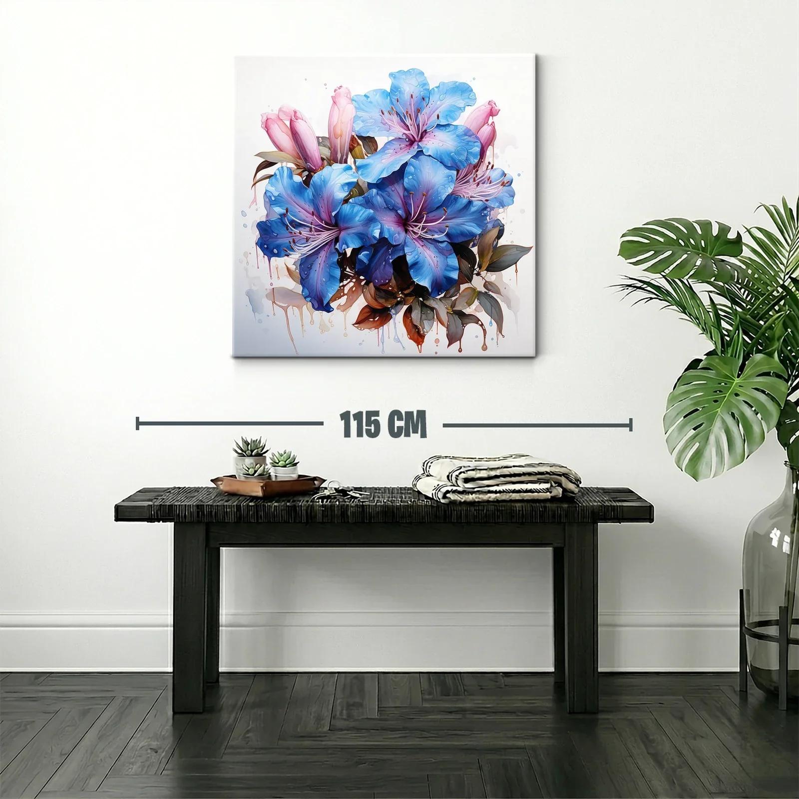 Vibrante composición floral con tonos azules y rosados cálidos — miniatura 2