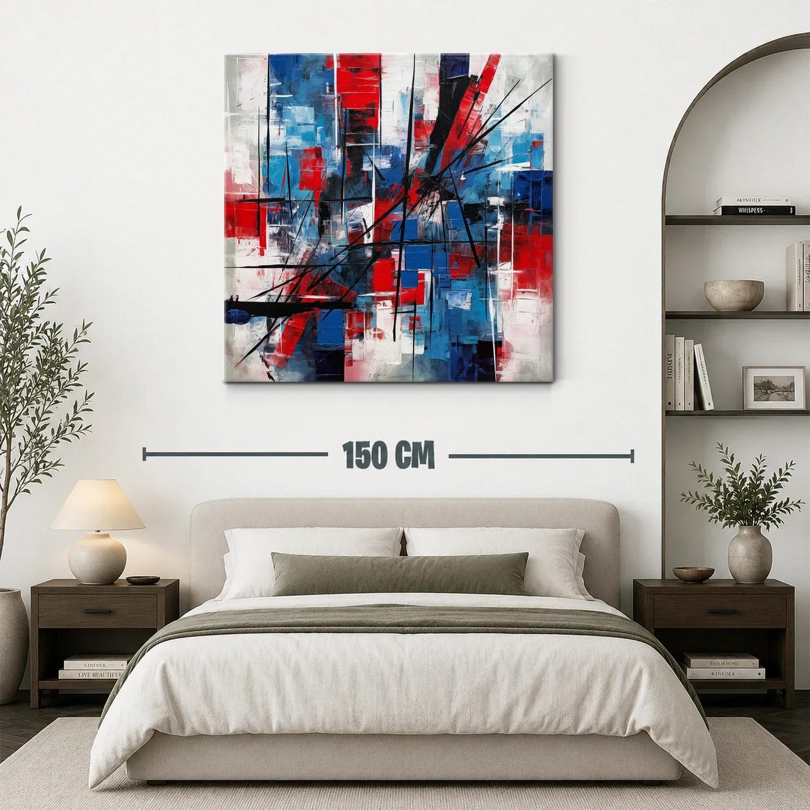 Composición abstracta en rojo azul y negro dinámica — miniatura 3