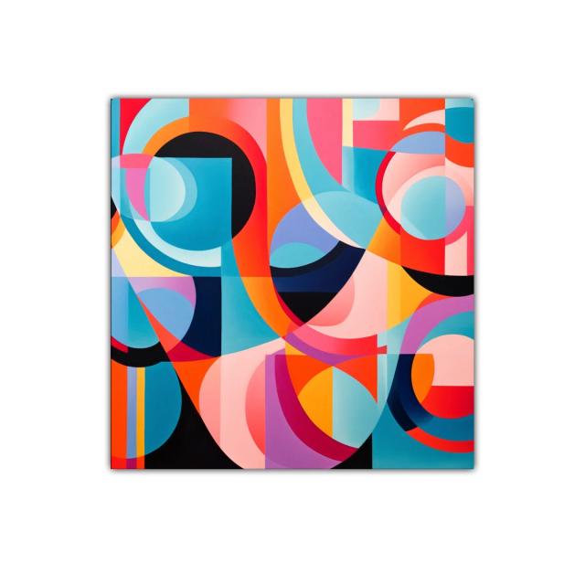 Composición geométrica vibrante con círculos y curvas